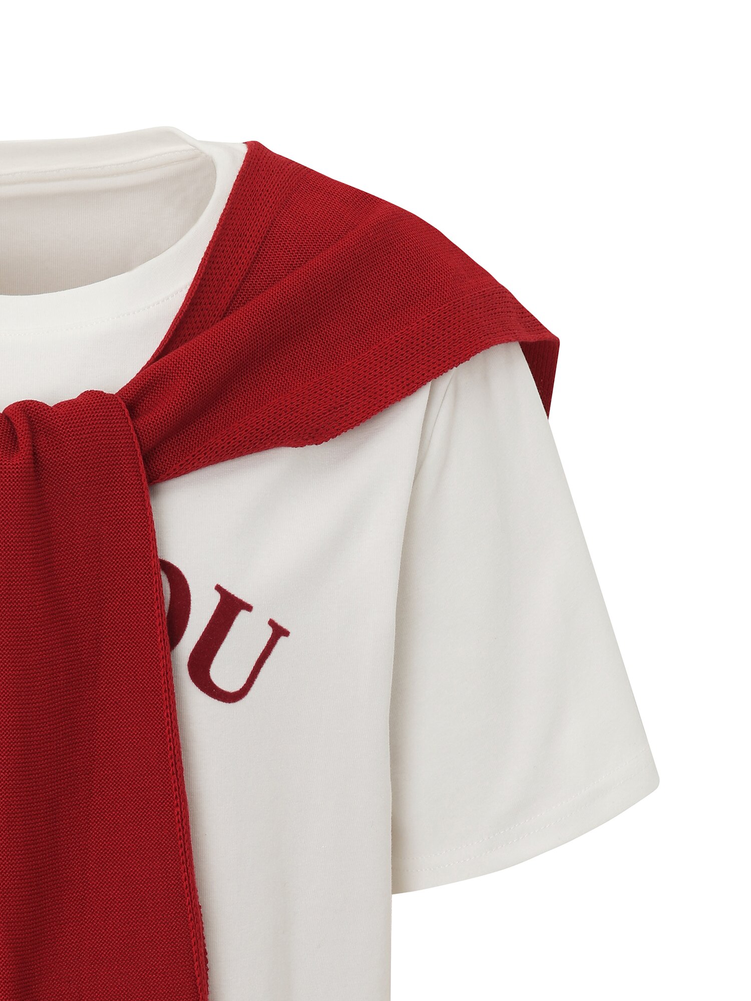 숄 레이어드 프린팅 티셔츠 (WHITE)