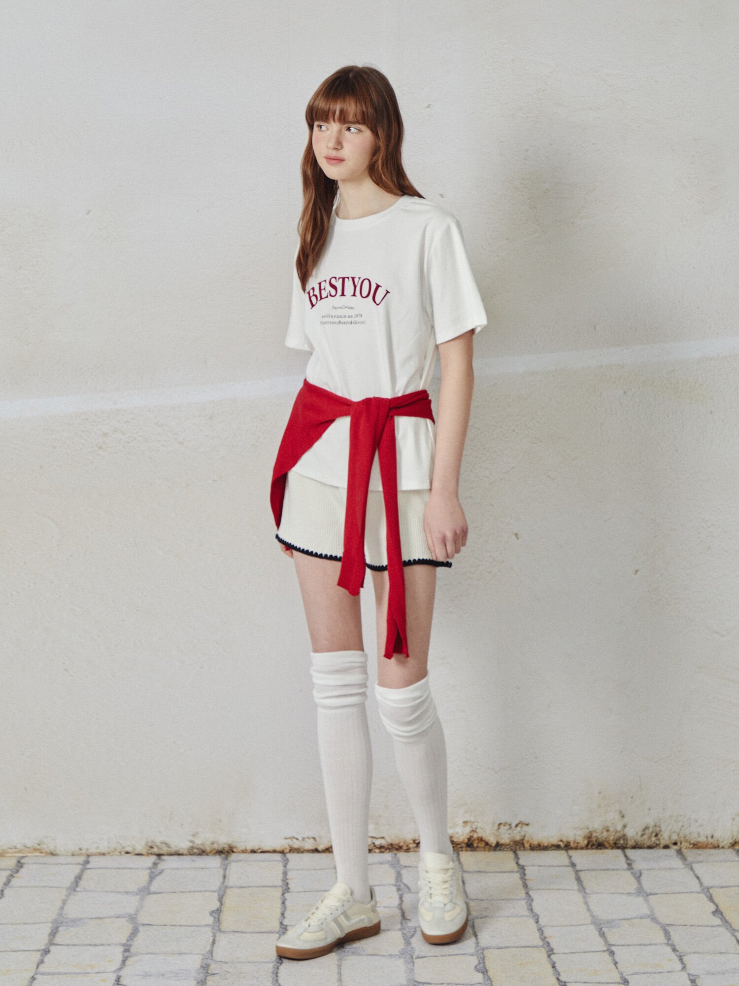 숄 레이어드 프린팅 티셔츠 (WHITE)