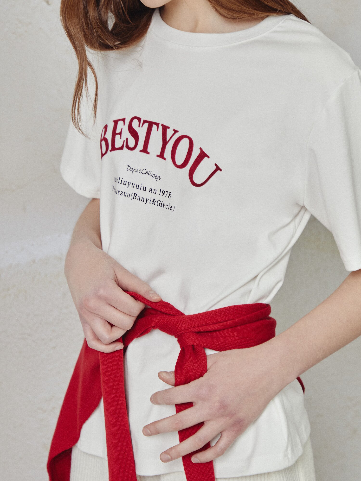 숄 레이어드 프린팅 티셔츠 (WHITE)