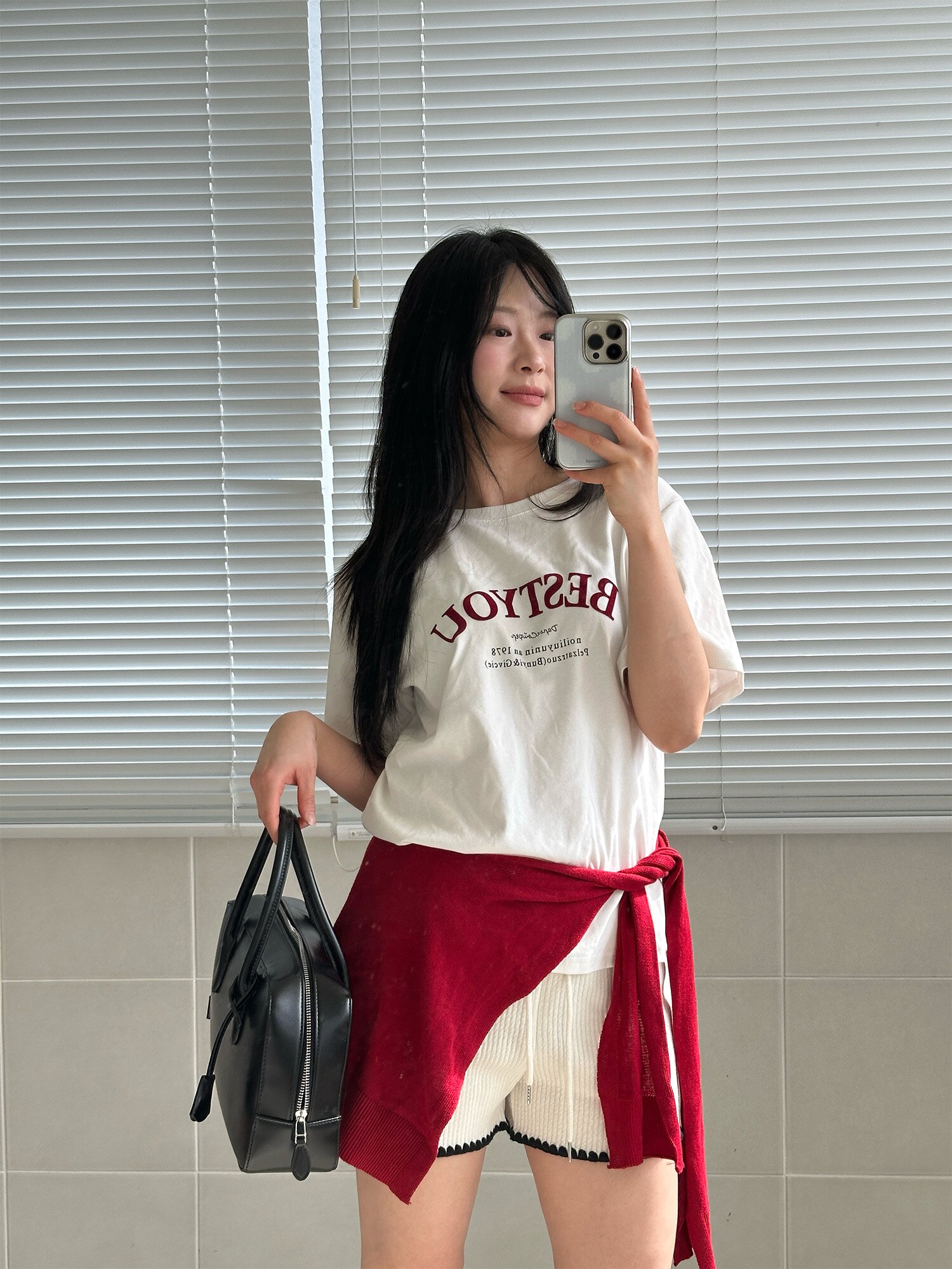 숄 레이어드 프린팅 티셔츠 (WHITE)