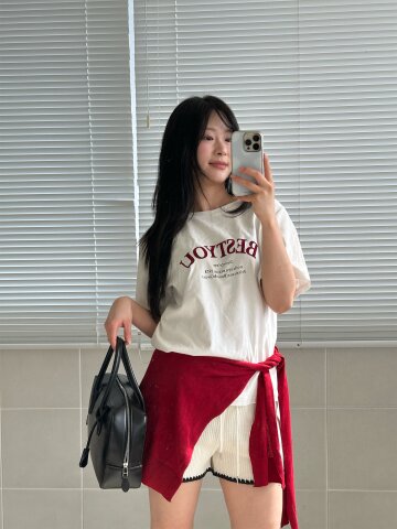 숄 레이어드 프린팅 티셔츠 