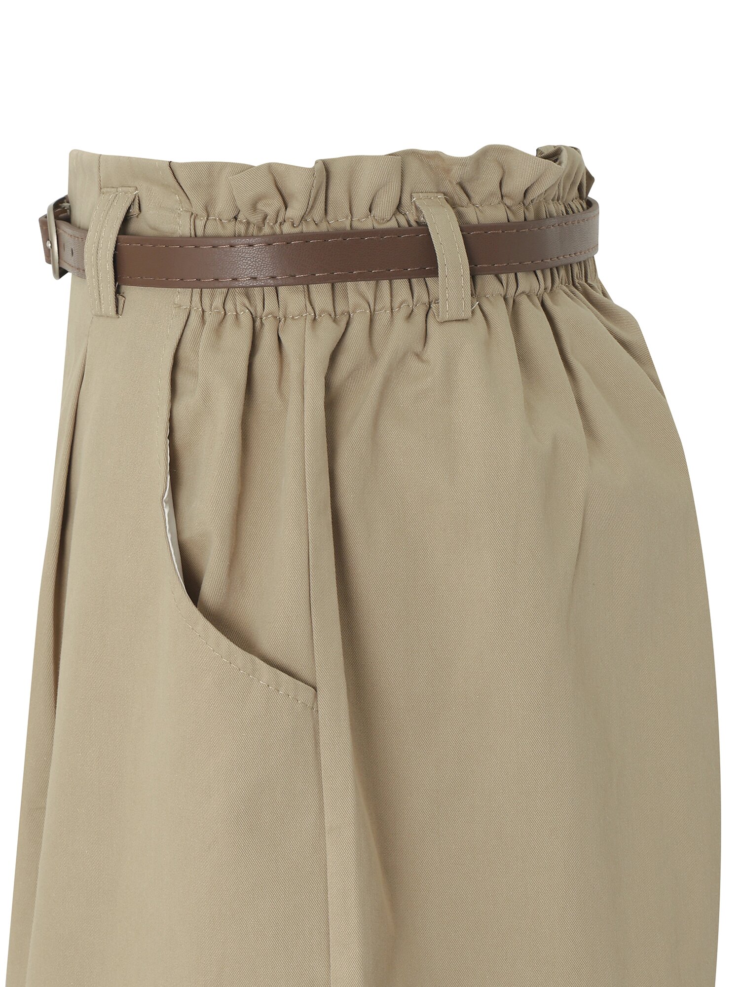 벨티드 원 턱 숏 팬츠 (BEIGE)