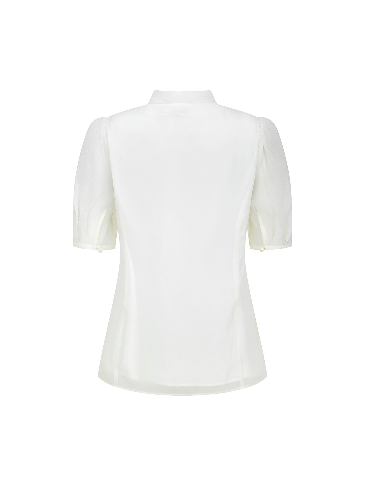 타이 퍼프 슬리브 브이넥 블라우스 (IVORY)