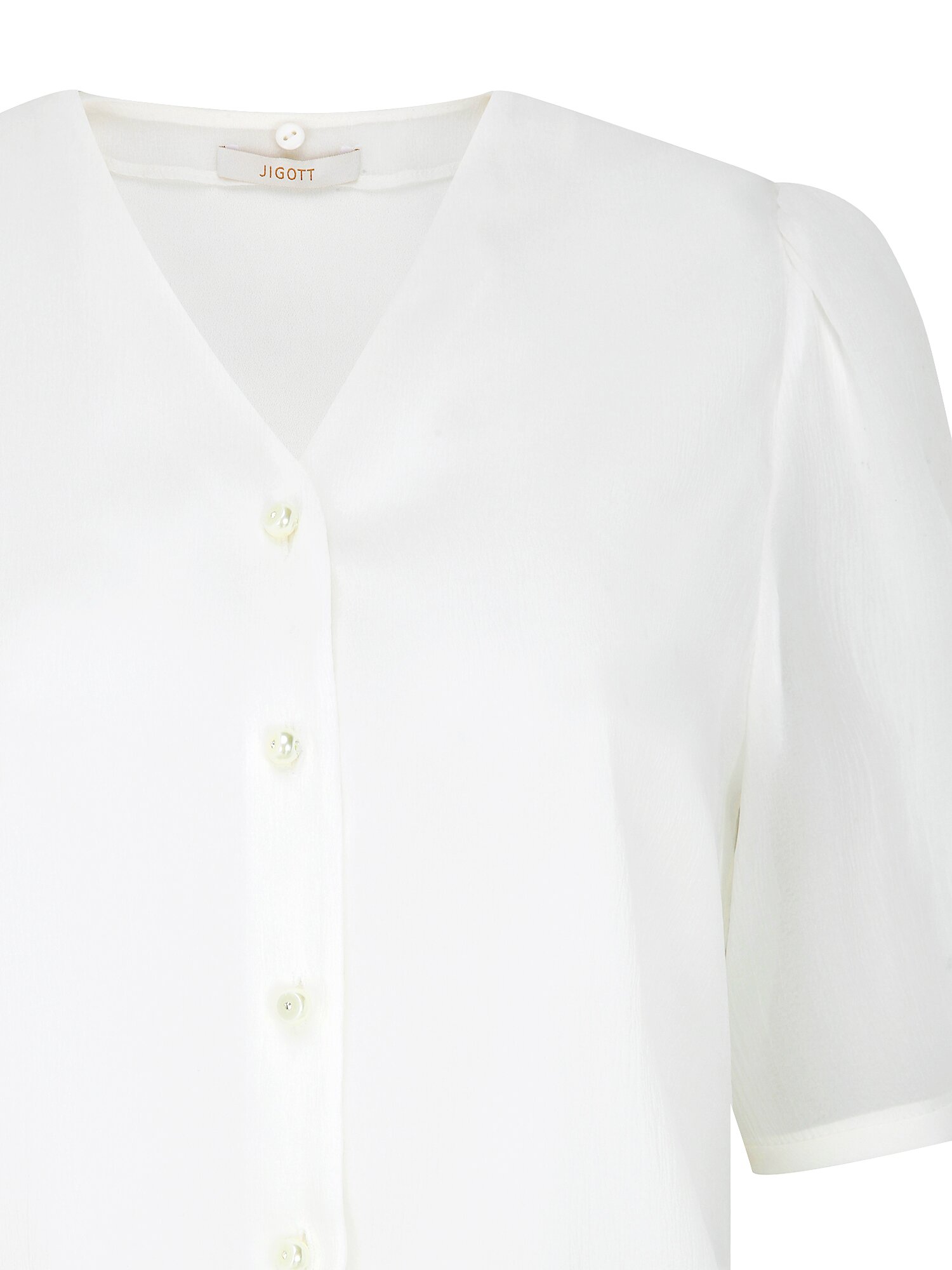 타이 퍼프 슬리브 브이넥 블라우스 (IVORY)