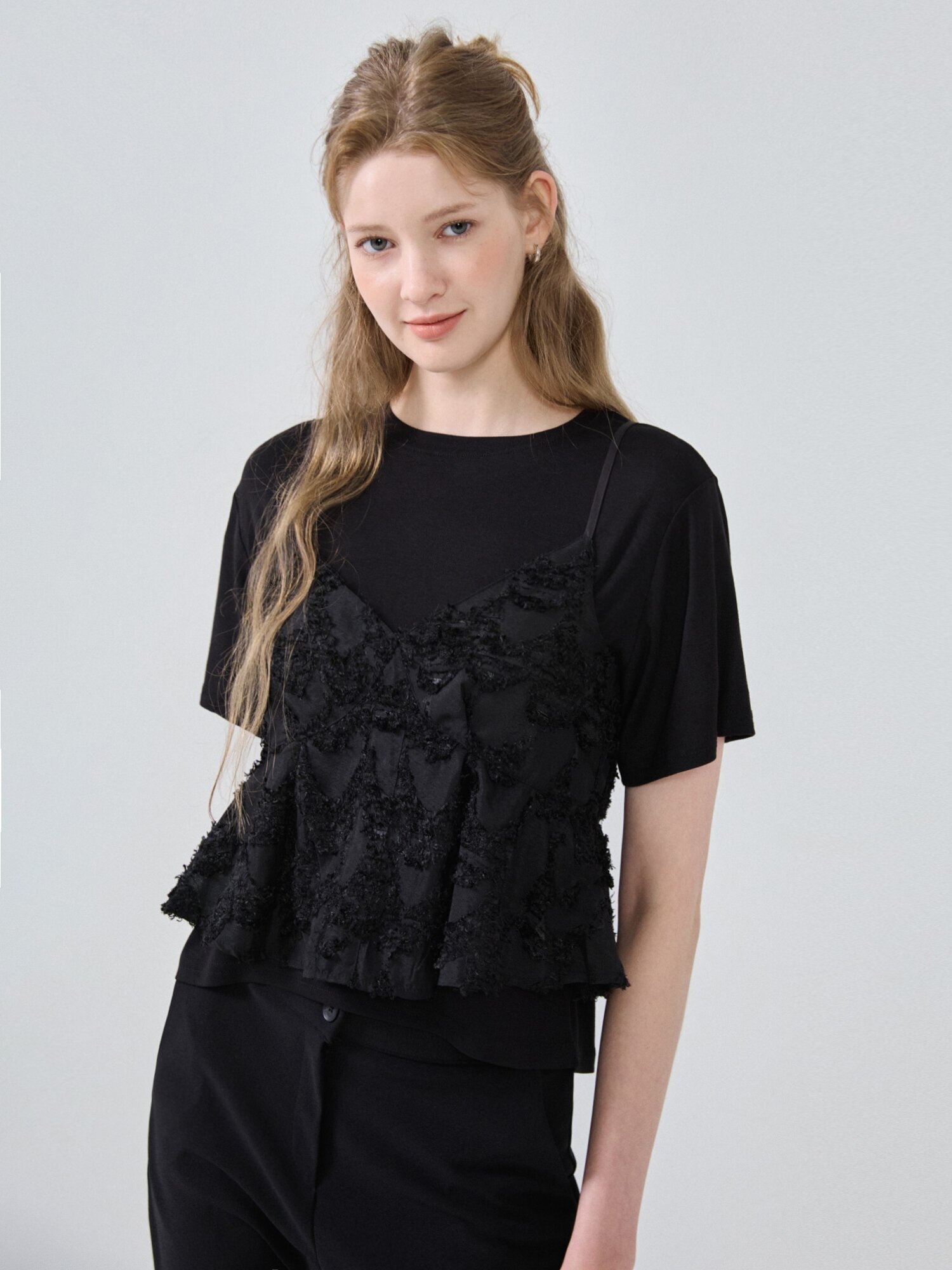 러플 뷔스티에 티셔츠 (BLACK)