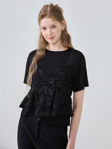 러플 뷔스티에 티셔츠 