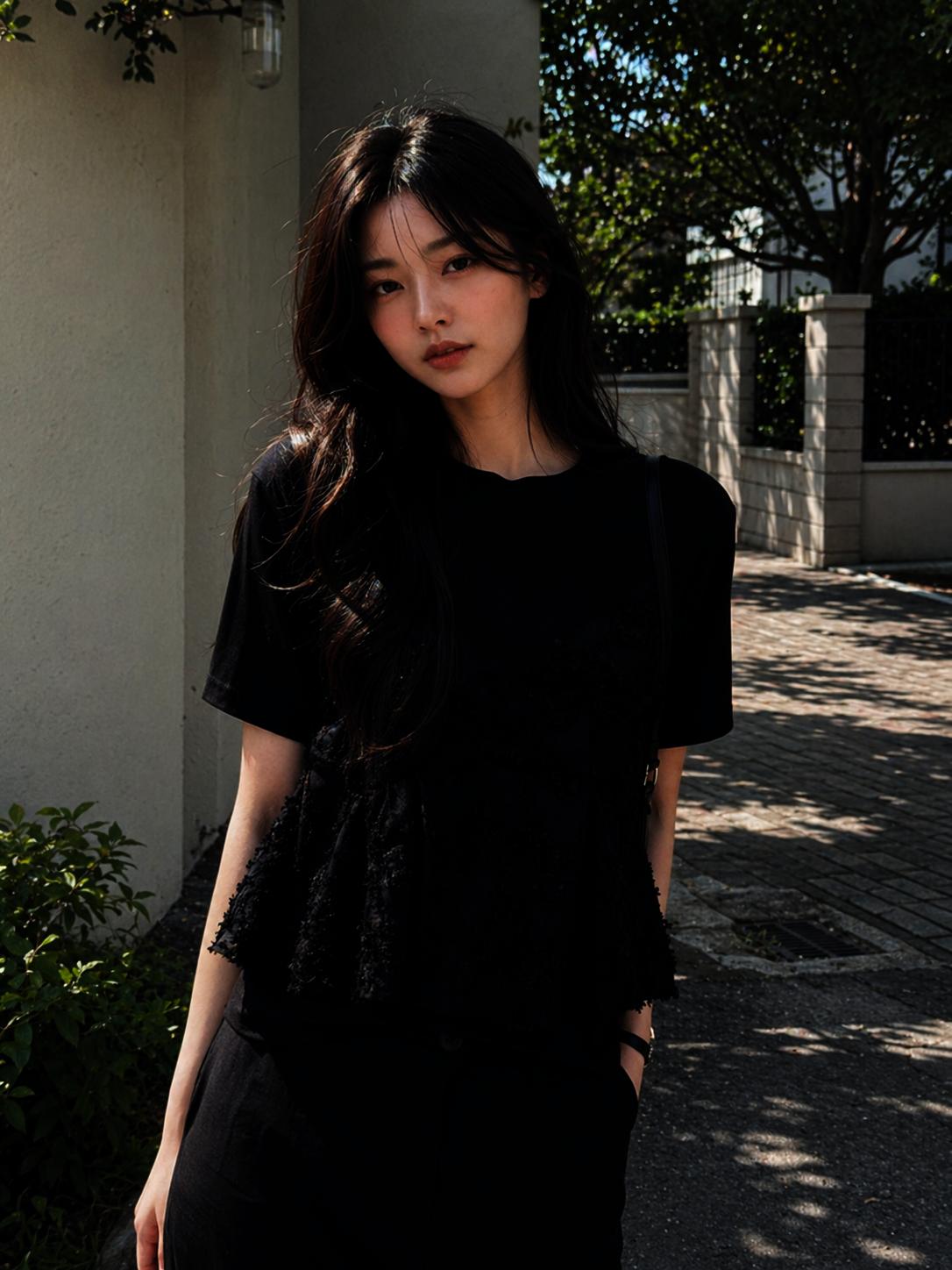 러플 뷔스티에 티셔츠 (BLACK)