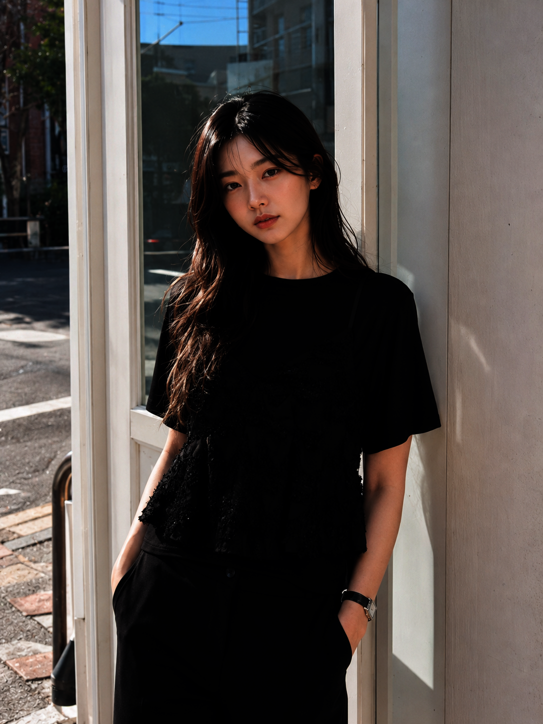 러플 뷔스티에 티셔츠 (BLACK)