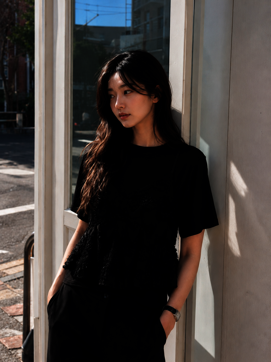 러플 뷔스티에 티셔츠 (BLACK)