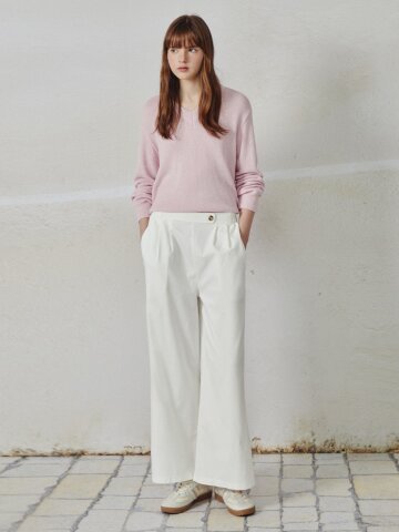 버튼 밴딩 와이드핏 팬츠 