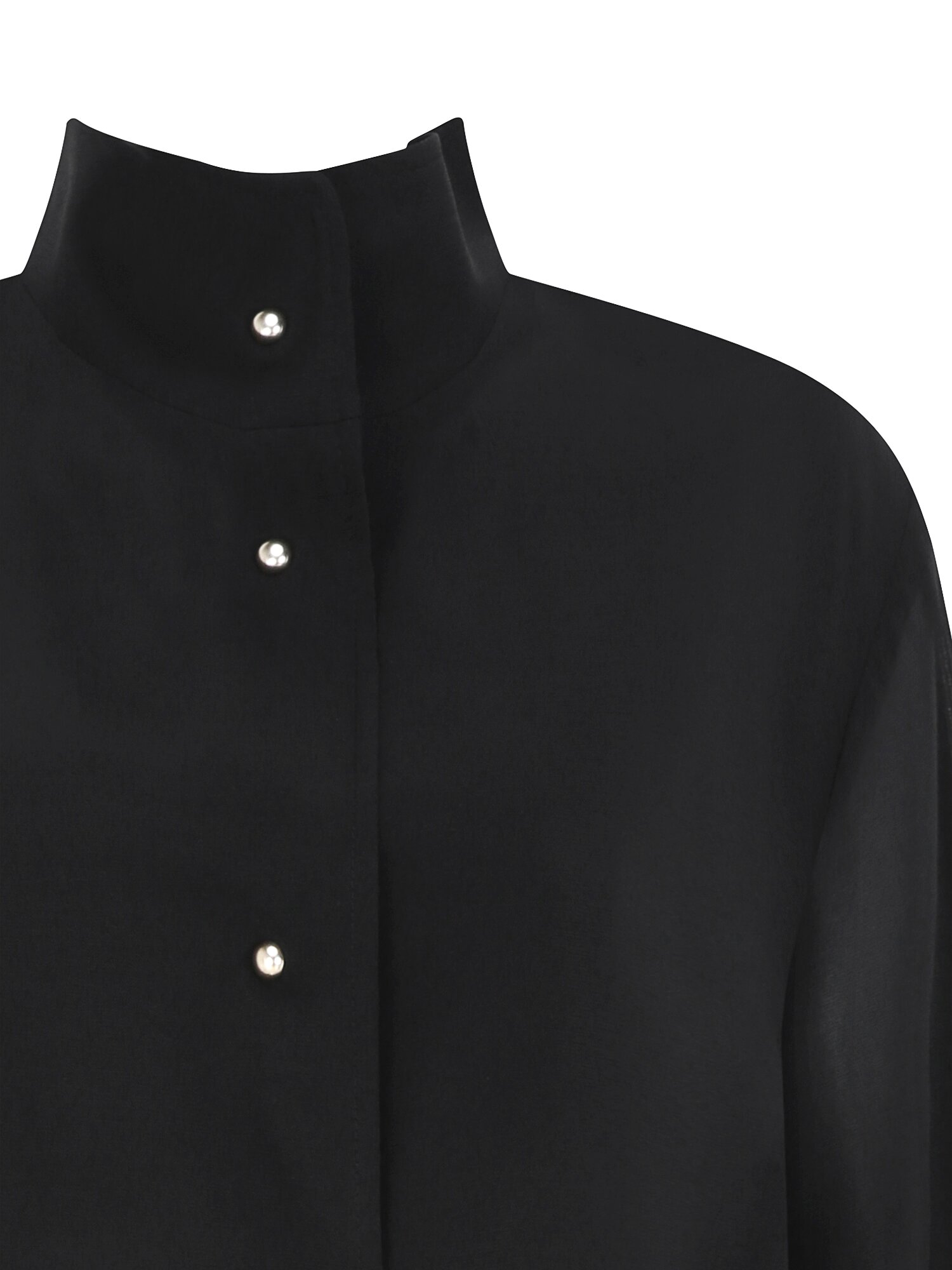 시스루 플랩 하이넥 트렌치 코트 (BLACK)