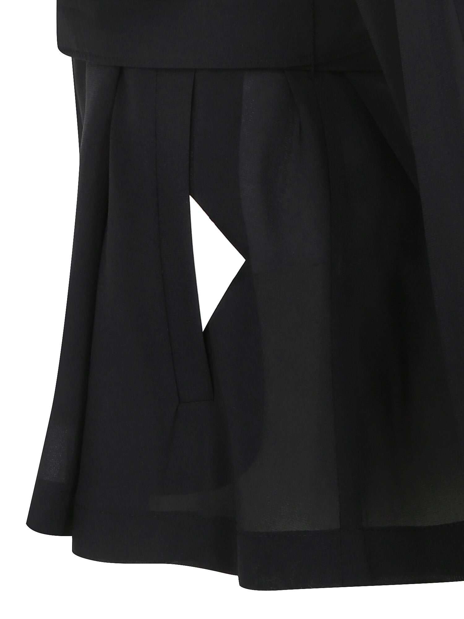 시스루 플랩 하이넥 트렌치 코트 (BLACK)