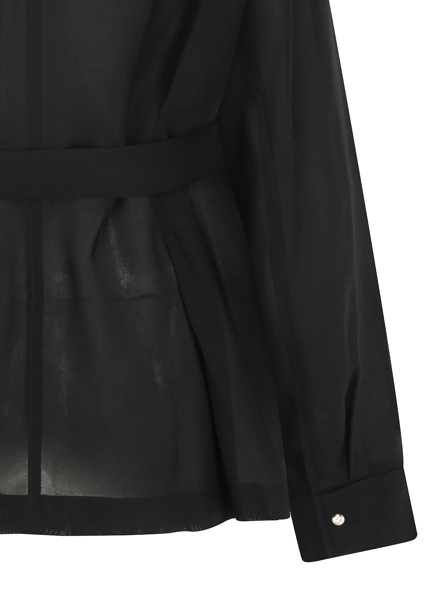 시스루 플랩 하이넥 트렌치 코트 (BLACK)