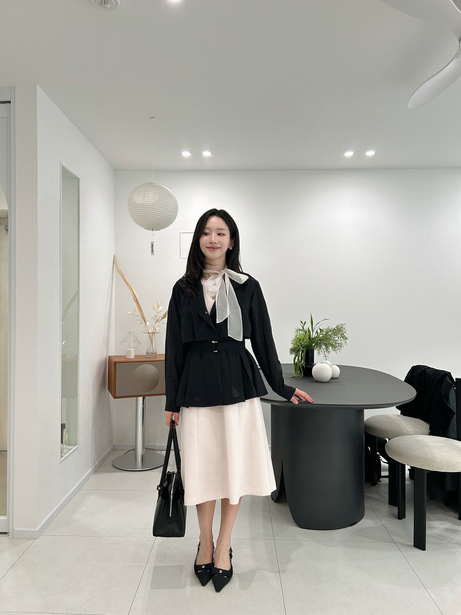 시스루 플랩 하이넥 트렌치 코트 (BLACK)