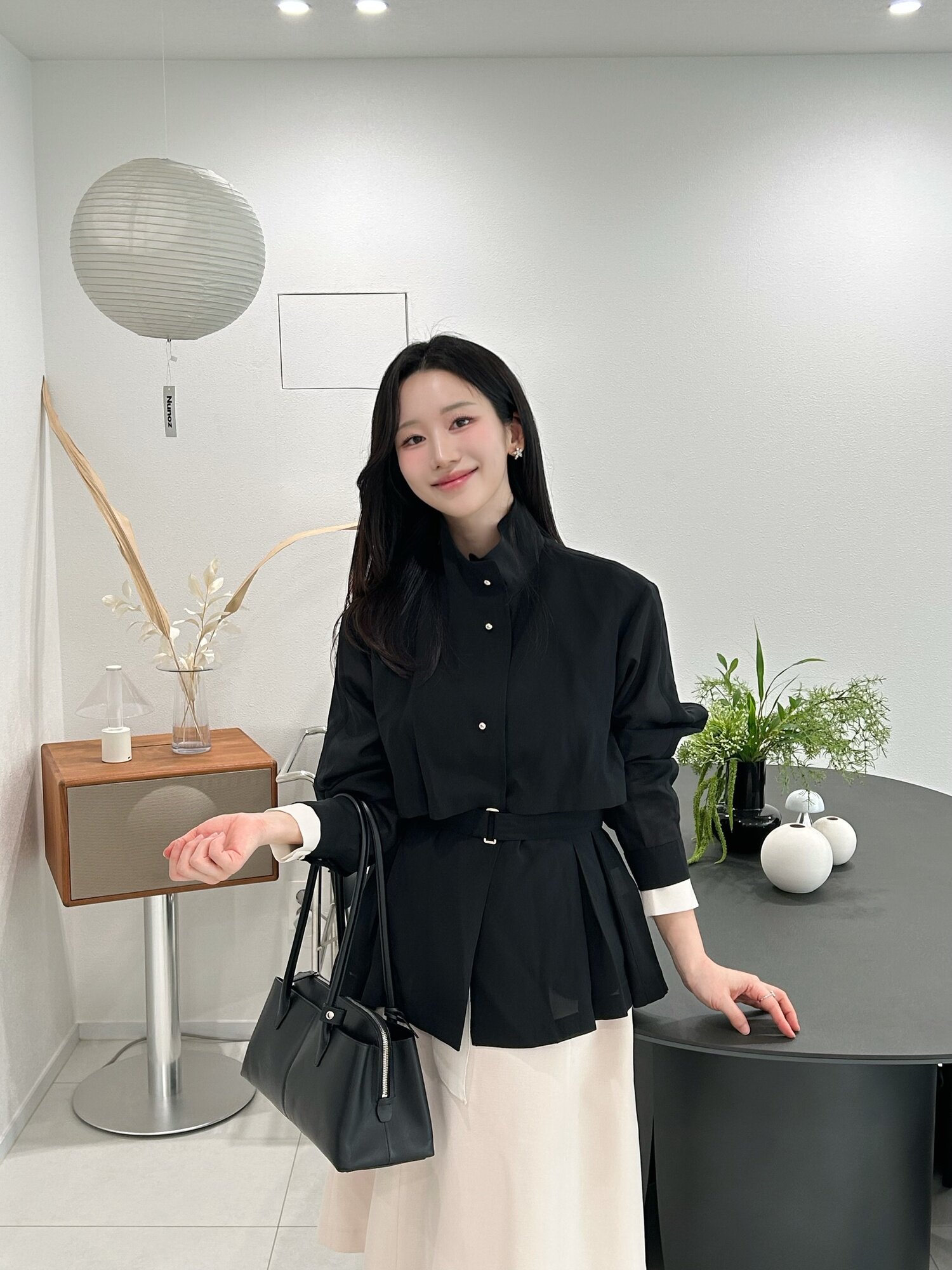 시스루 플랩 하이넥 트렌치 코트 (BLACK)