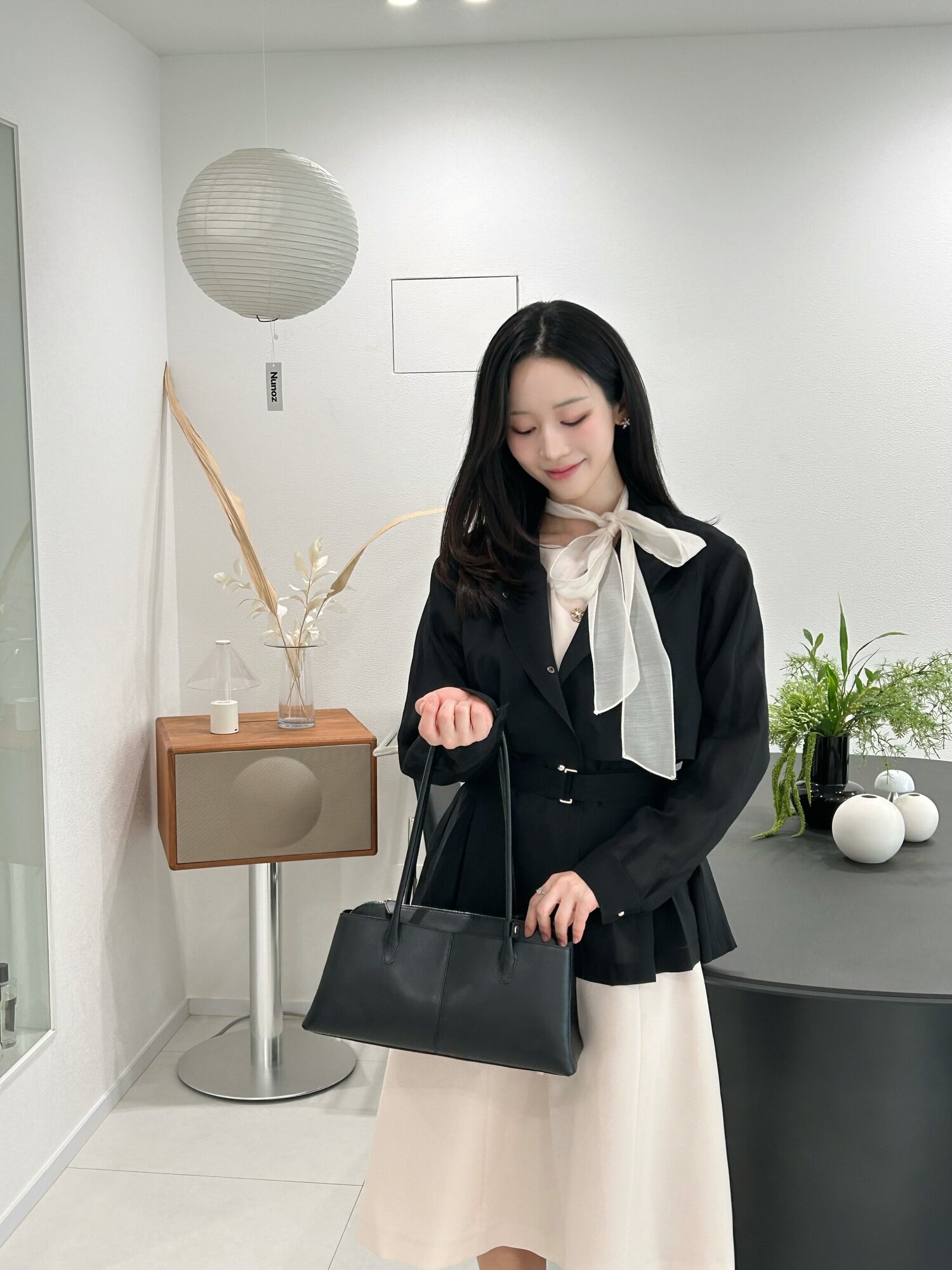 시스루 플랩 하이넥 트렌치 코트 (BLACK)