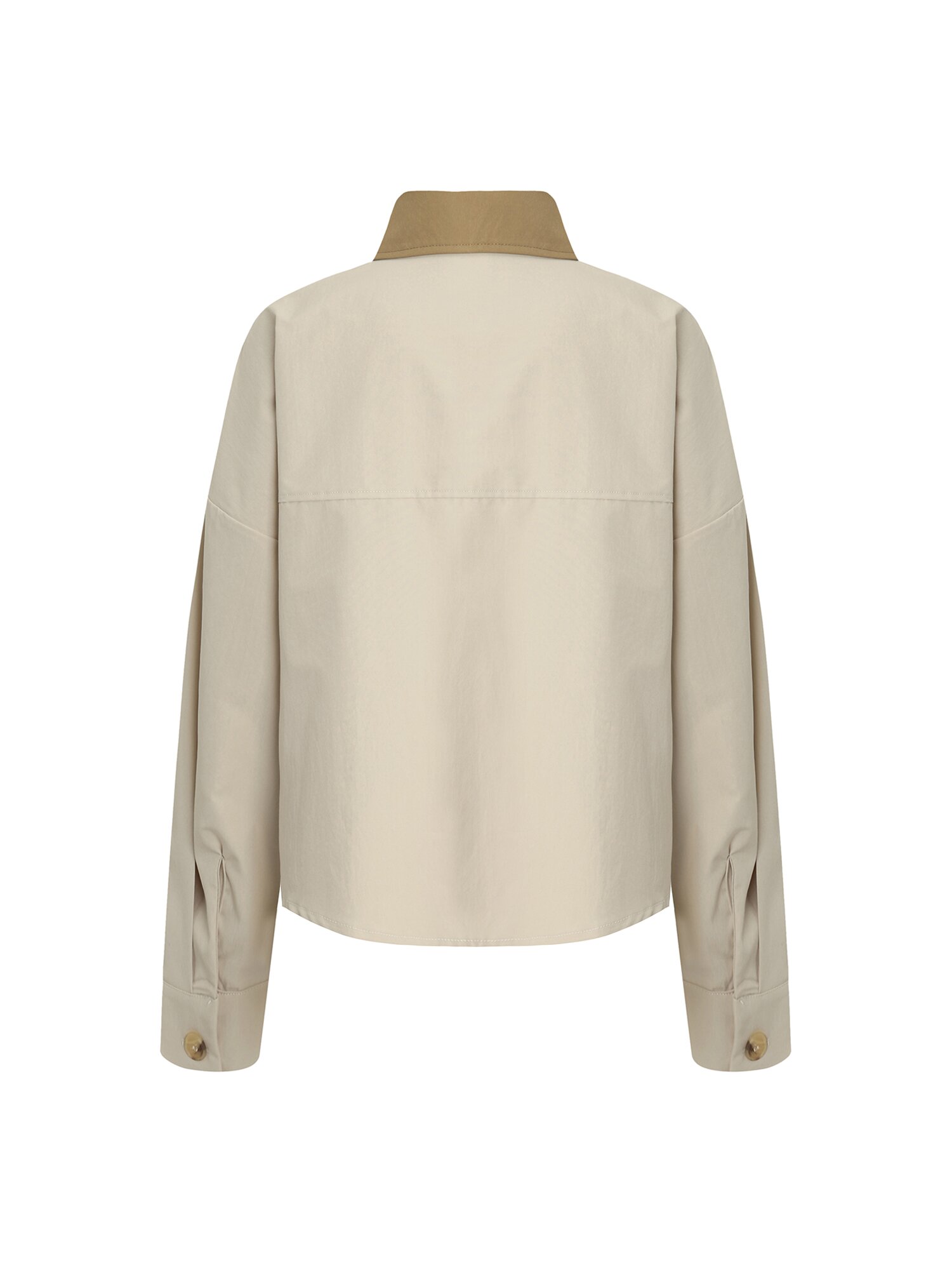 카라 배색 워크 셔츠재킷 (BEIGE)