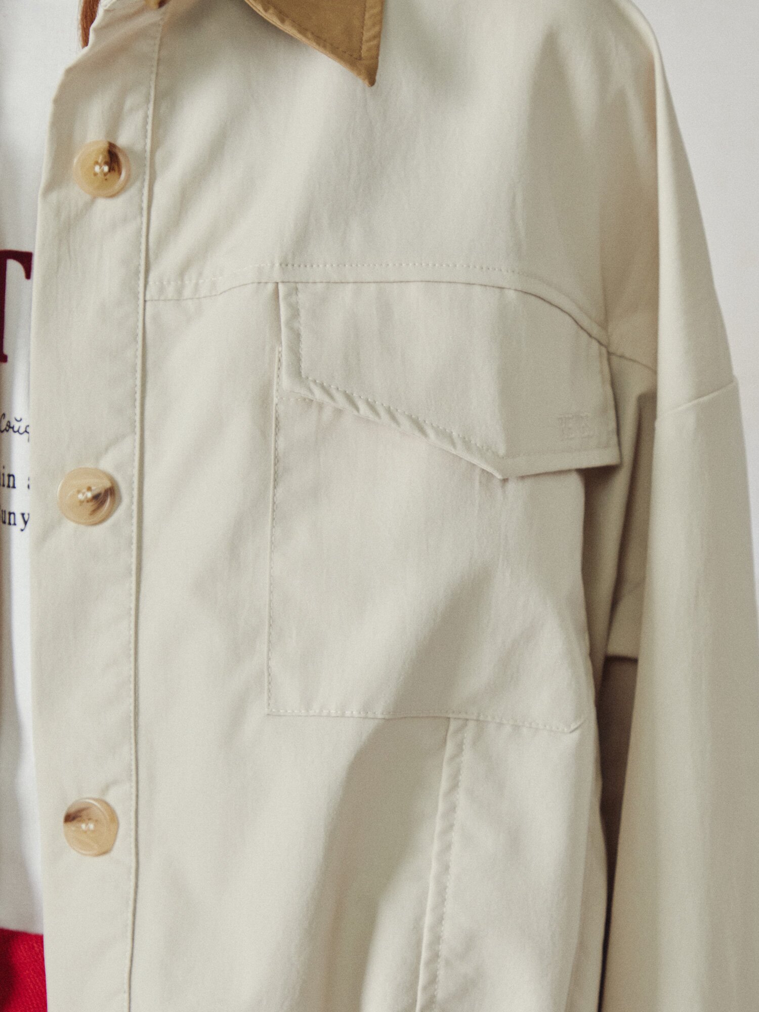 카라 배색 워크 셔츠재킷 (BEIGE)