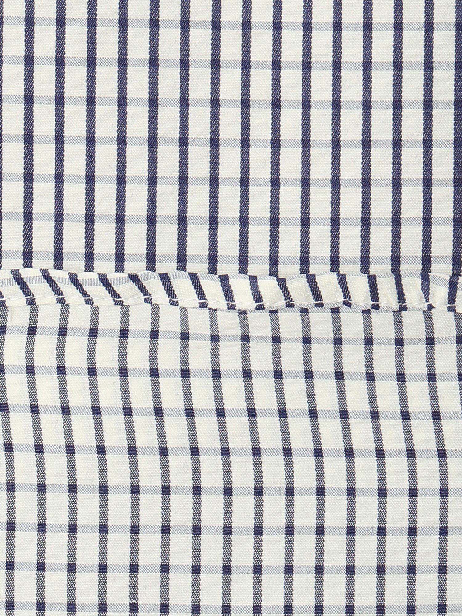 후드넥 체크 블라우스 (NAVY)