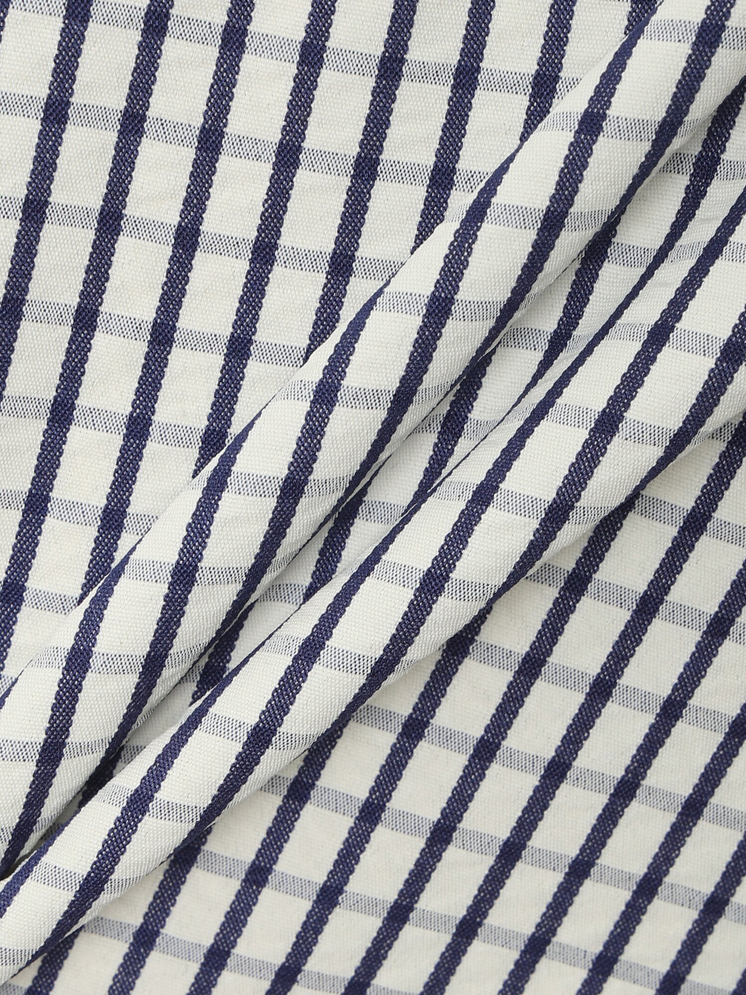 후드넥 체크 블라우스 (NAVY)