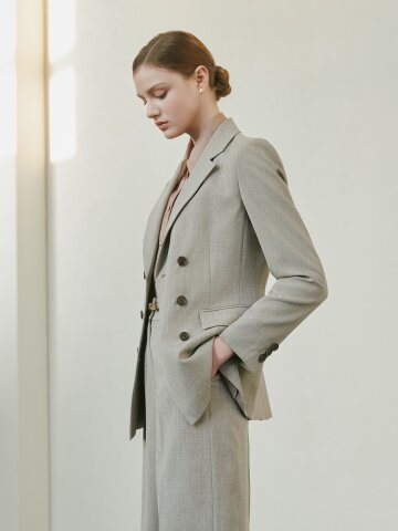 멜란지 테일러드 더블 버튼 재킷 