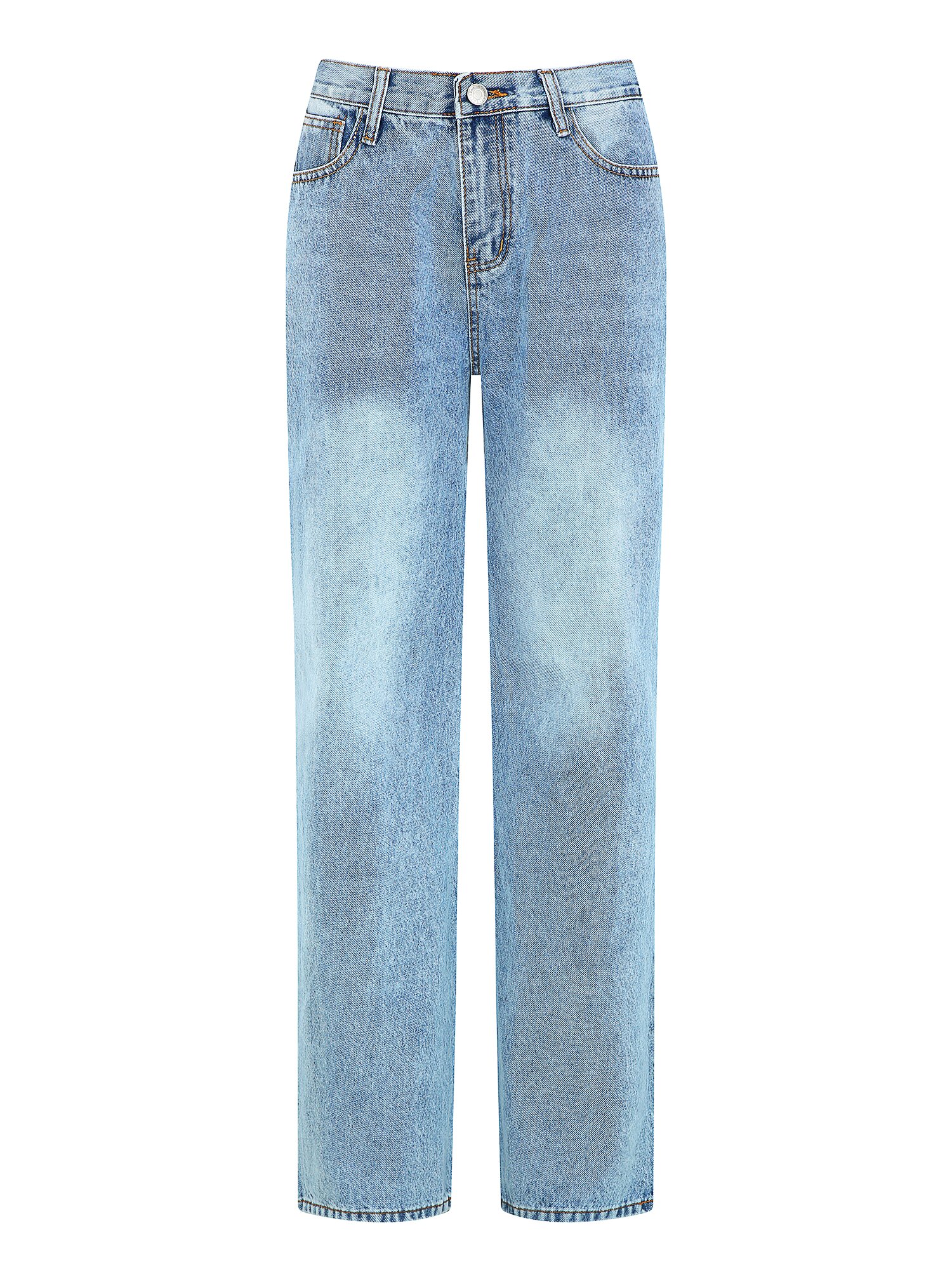 워싱 일자핏 데님 팬츠 (BLUE)