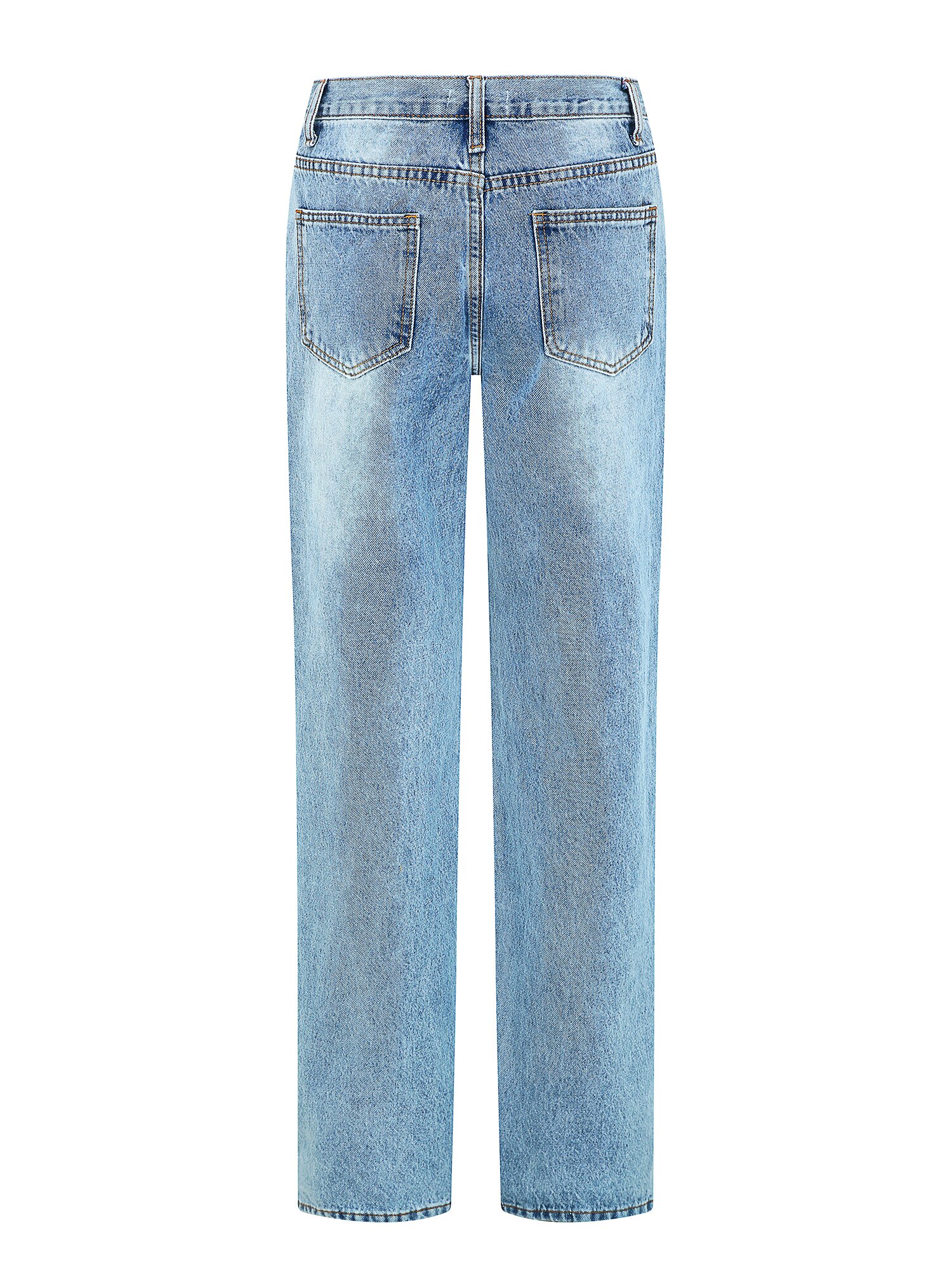 워싱 일자핏 데님 팬츠 (BLUE)