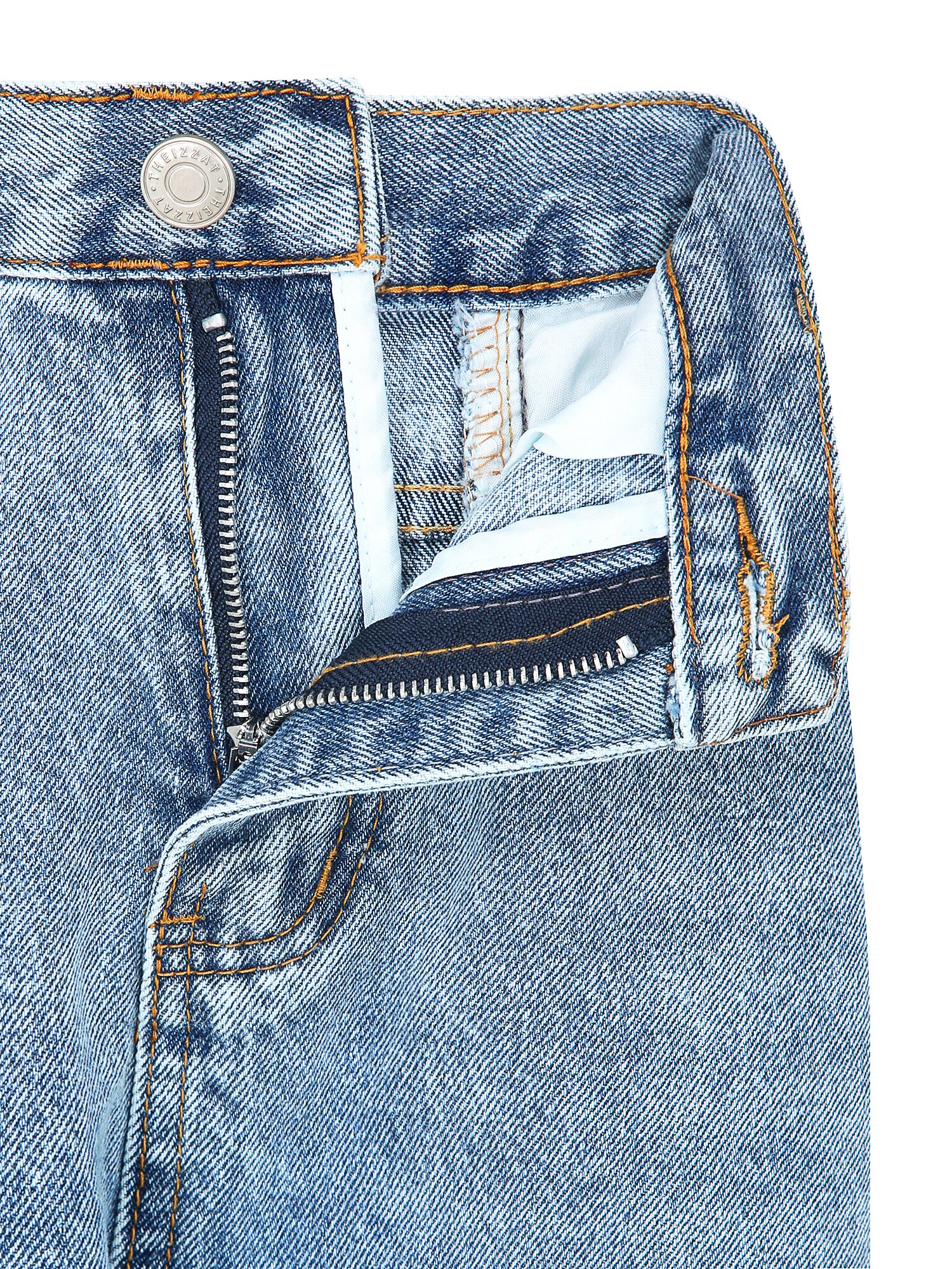 워싱 일자핏 데님 팬츠 (BLUE)