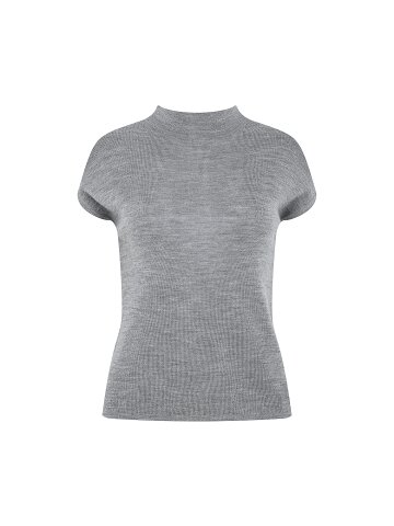 울 캡 슬리브 모크넥 풀오버 니트 