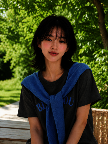 숄 레이어드 프린팅 티셔츠 