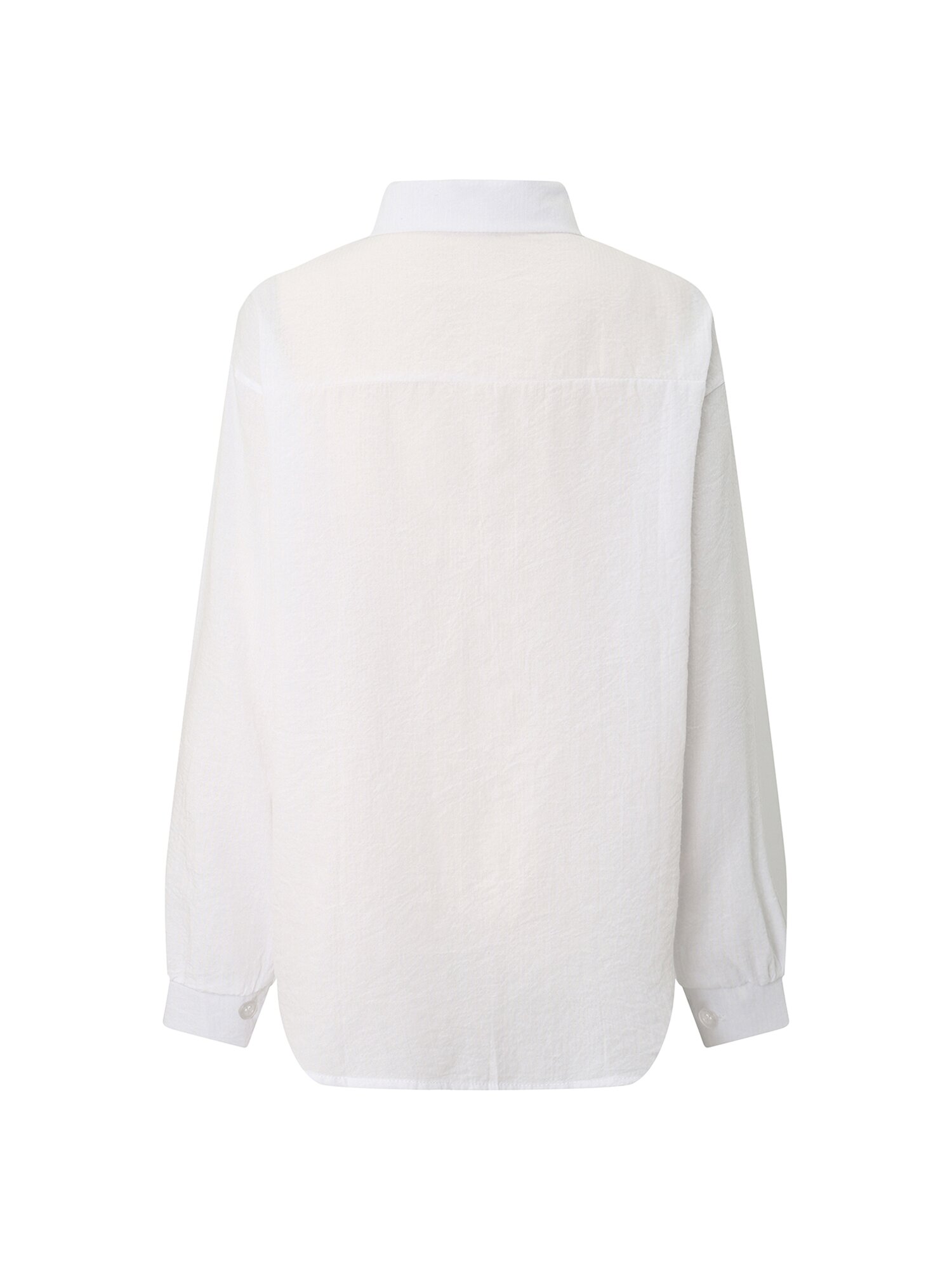 스트라이프 셔츠 칼라 블라우스 (WHITE)