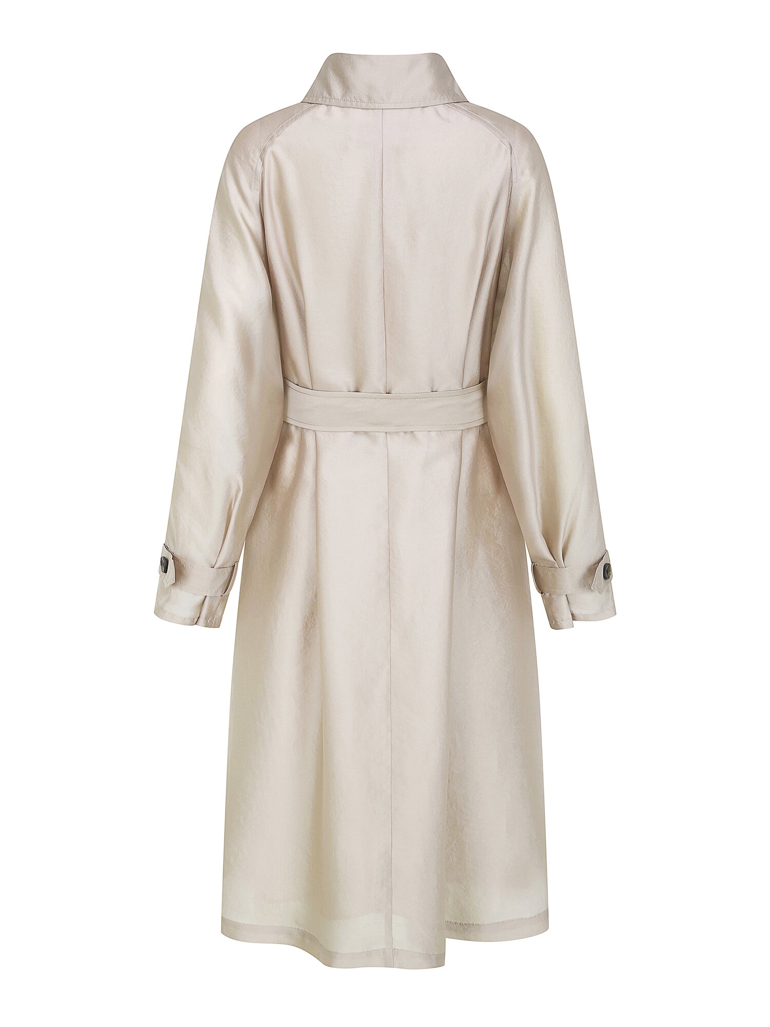 시스루 더블 버튼 트렌치 코트 (BEIGE)