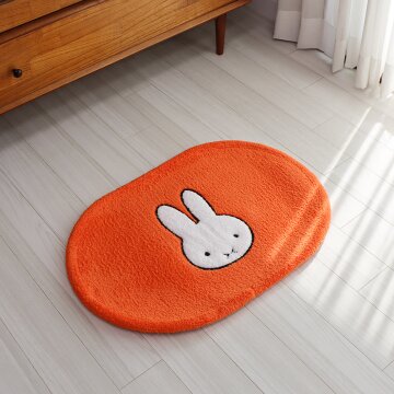 부엌다옴 미끄럼방지 자수 발매트 (토끼 오렌지)