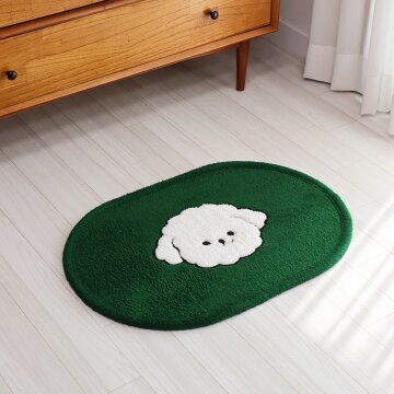 부엌다옴 미끄럼방지 자수 발매트 (퍼피 그린)