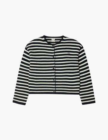 울캐시미어 스트라이프 가디건 블랙 IFDCD00201