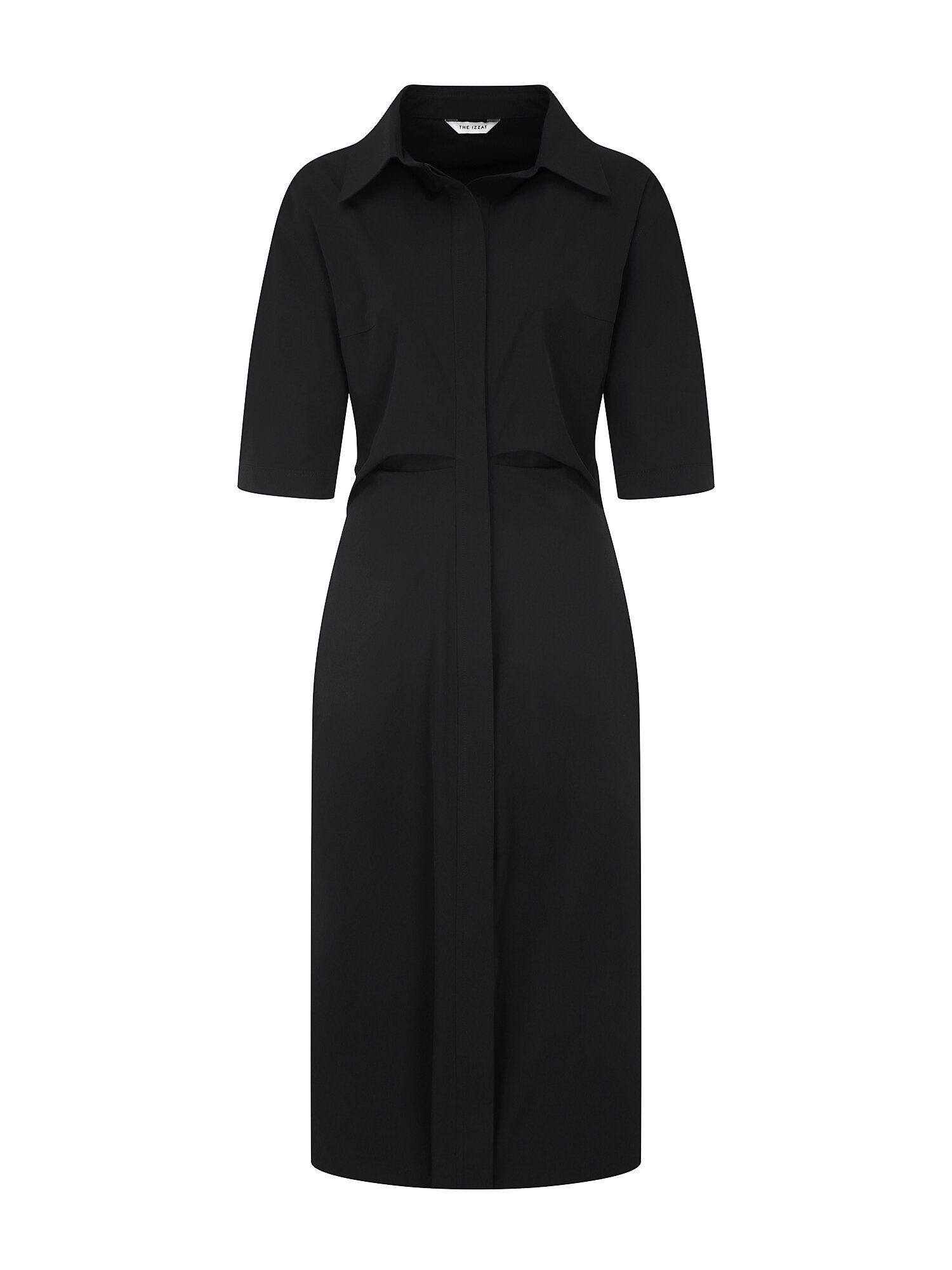 백 트위스트 H라인 셔츠 원피스 (BLACK)