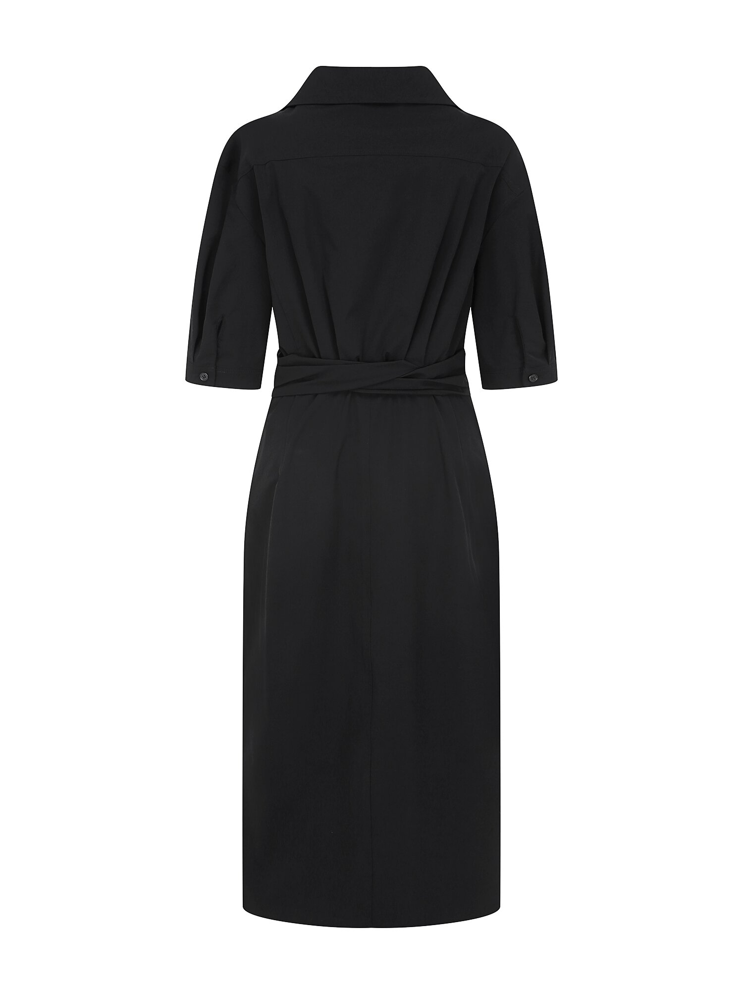 백 트위스트 H라인 셔츠 원피스 (BLACK)