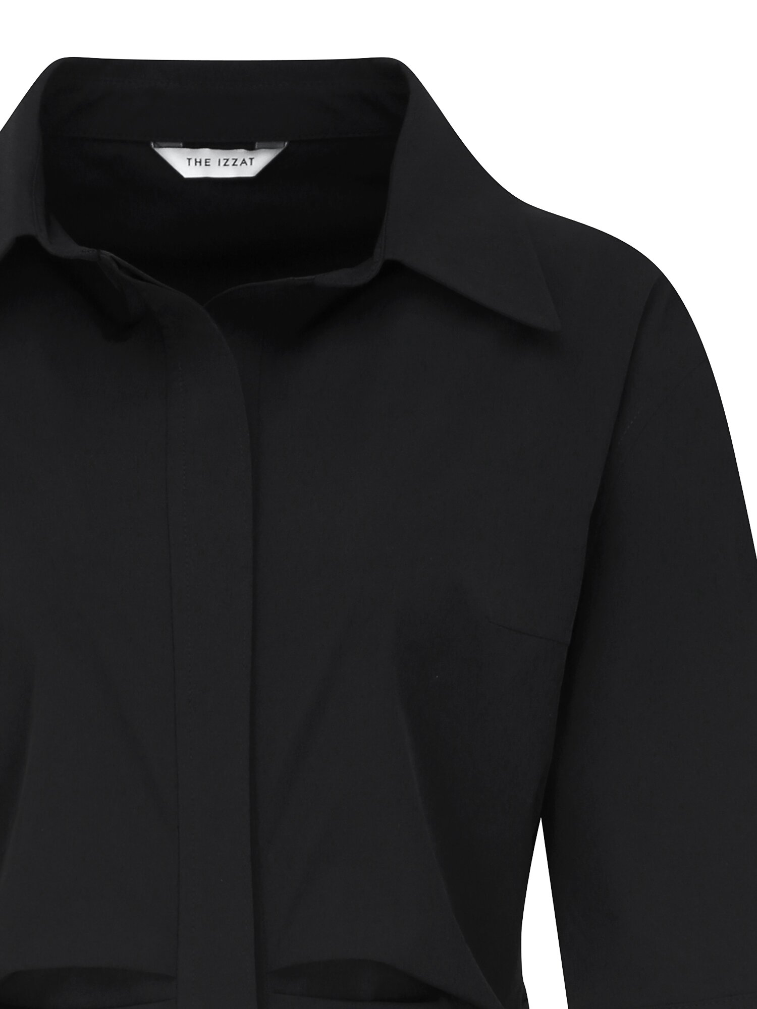 백 트위스트 H라인 셔츠 원피스 (BLACK)