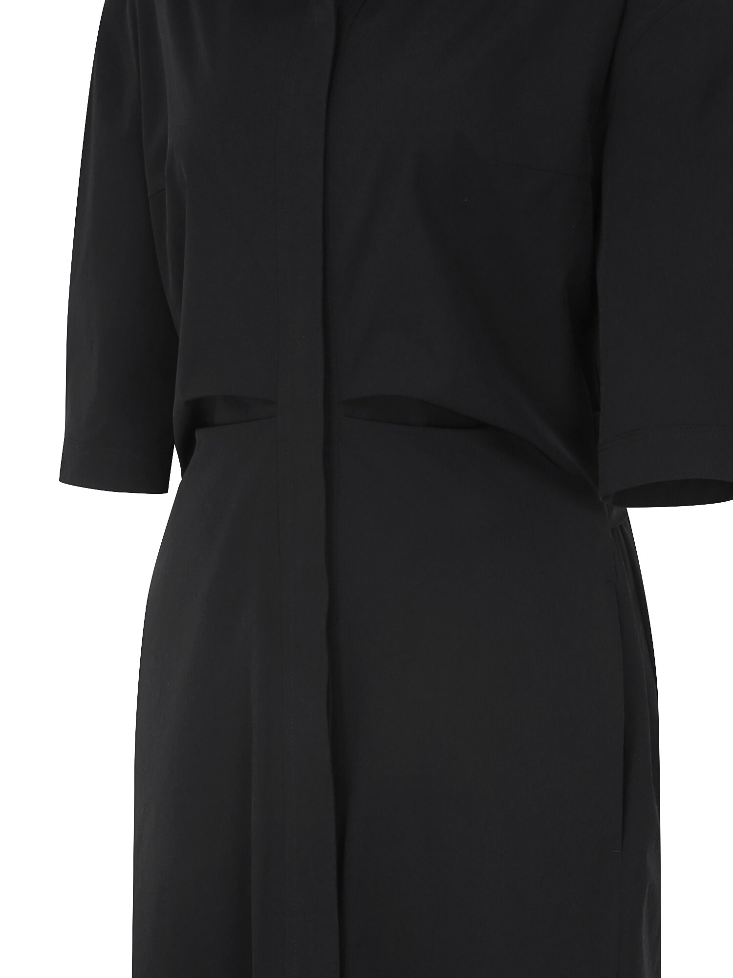 백 트위스트 H라인 셔츠 원피스 (BLACK)