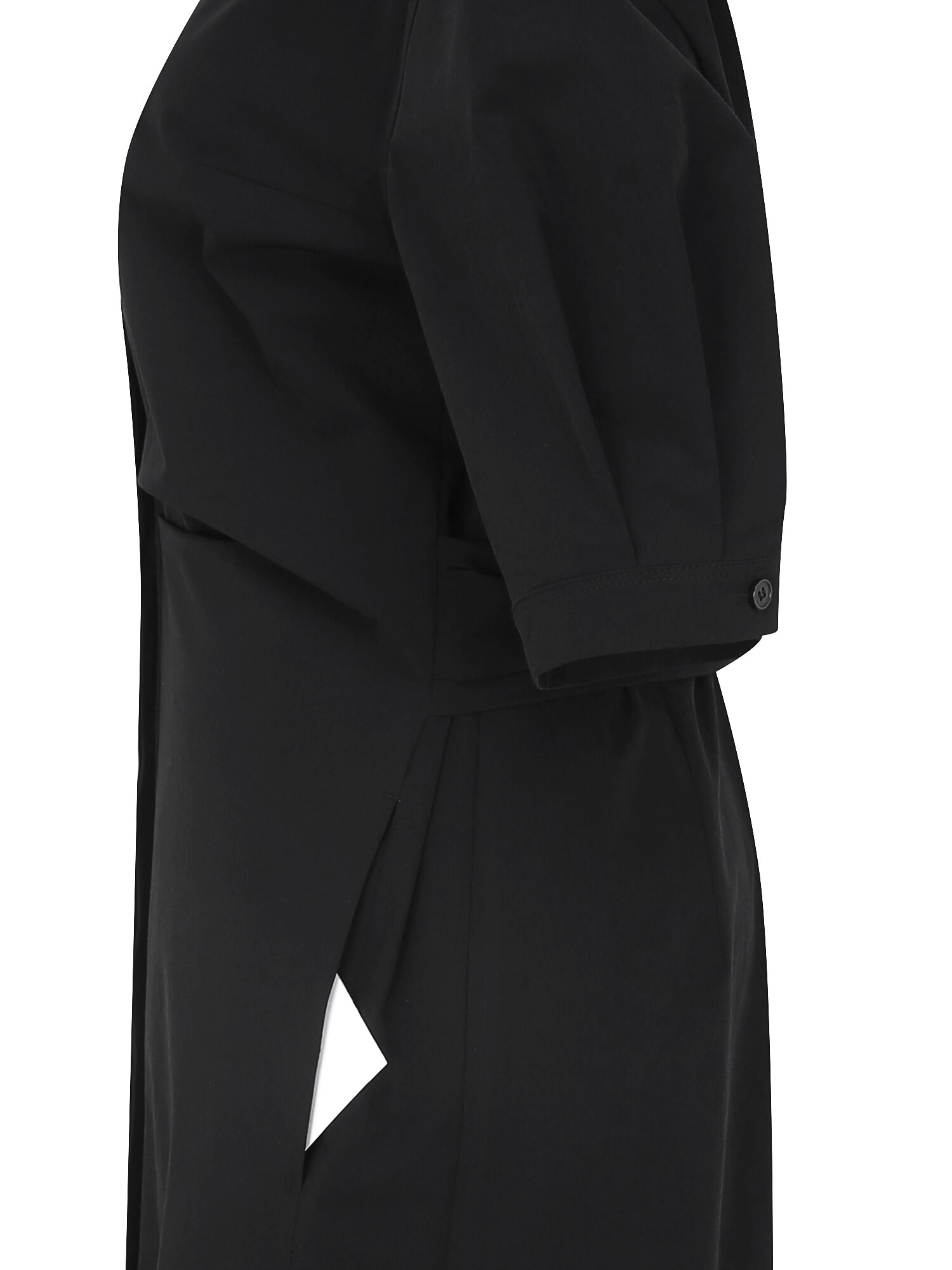 백 트위스트 H라인 셔츠 원피스 (BLACK)