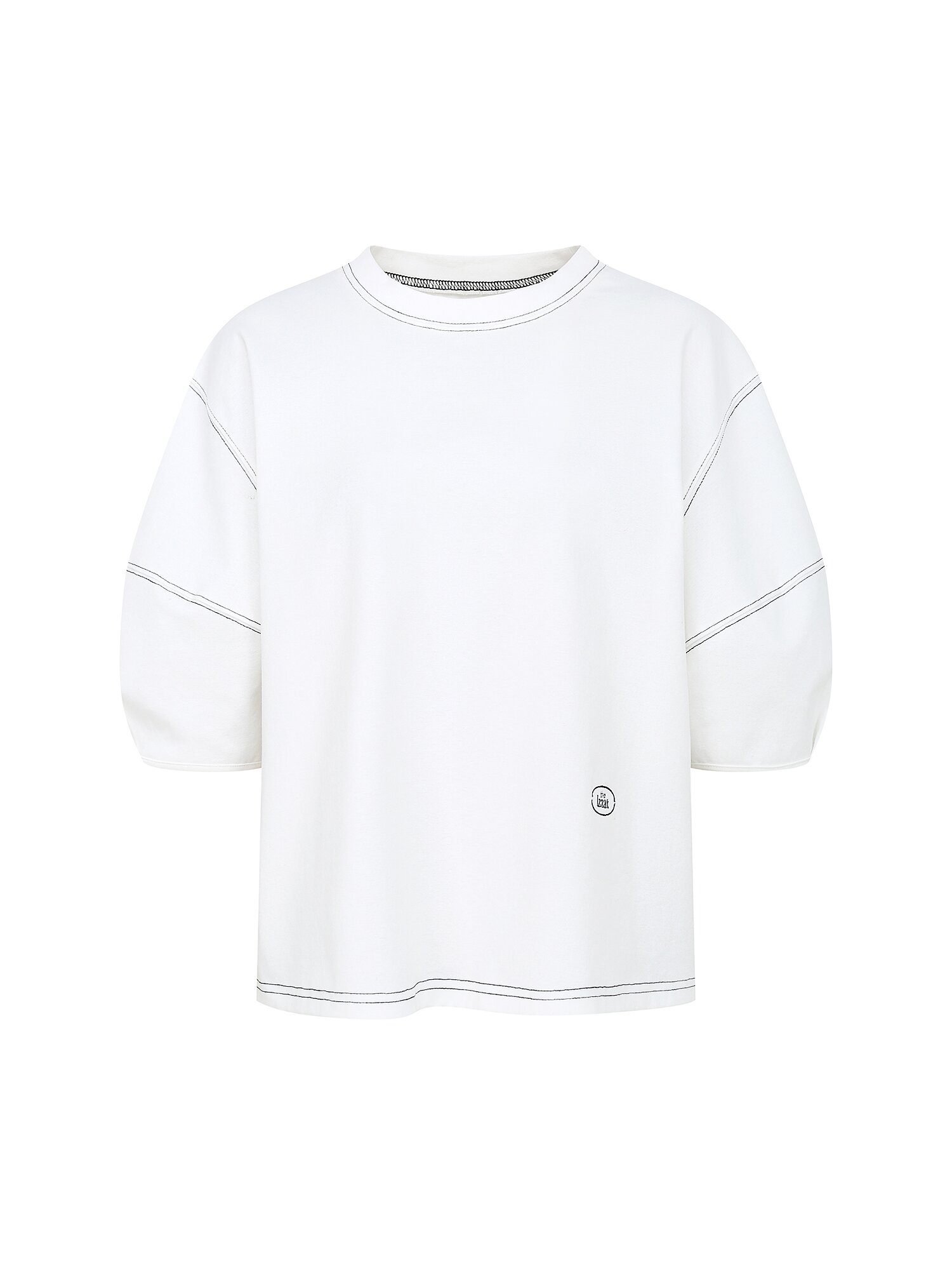 코튼 로고 자수 스티치 티셔츠 (WHITE)