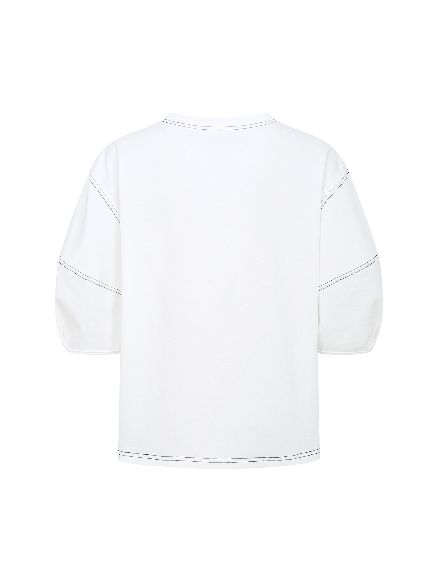 코튼 로고 자수 스티치 티셔츠 (WHITE)