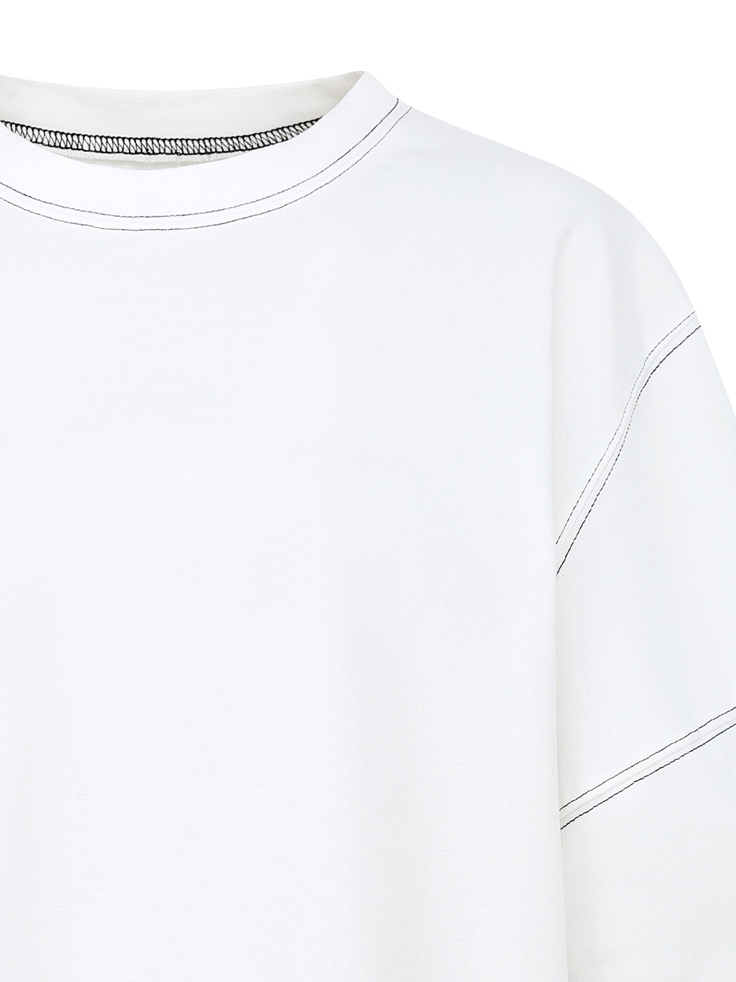 코튼 로고 자수 스티치 티셔츠 (WHITE)
