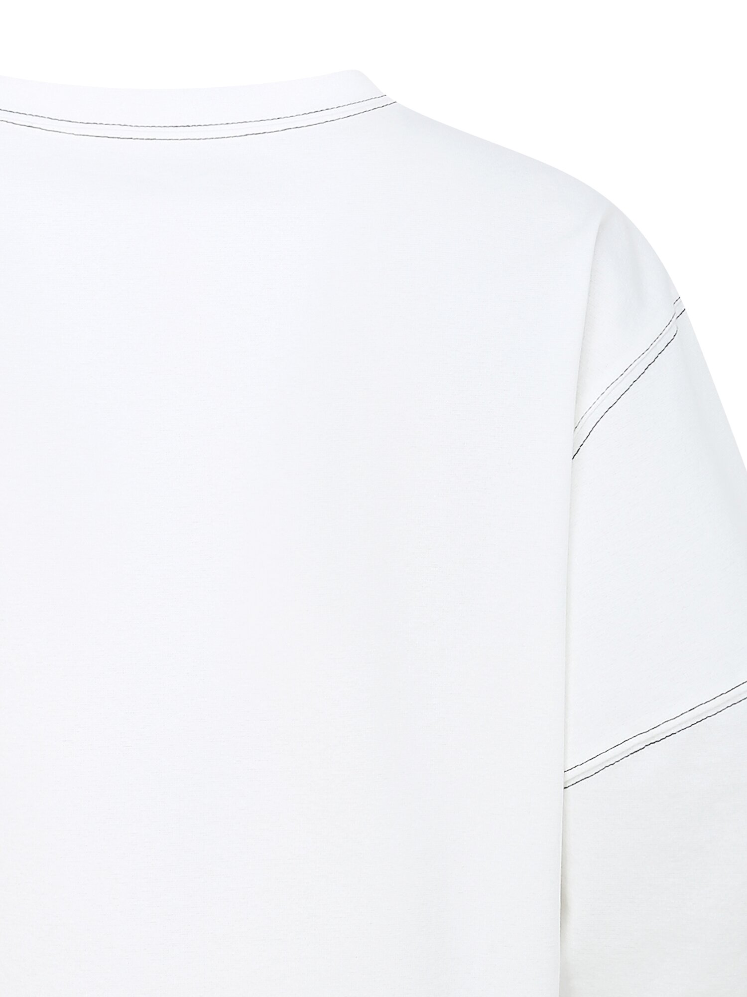 코튼 로고 자수 스티치 티셔츠 (WHITE)