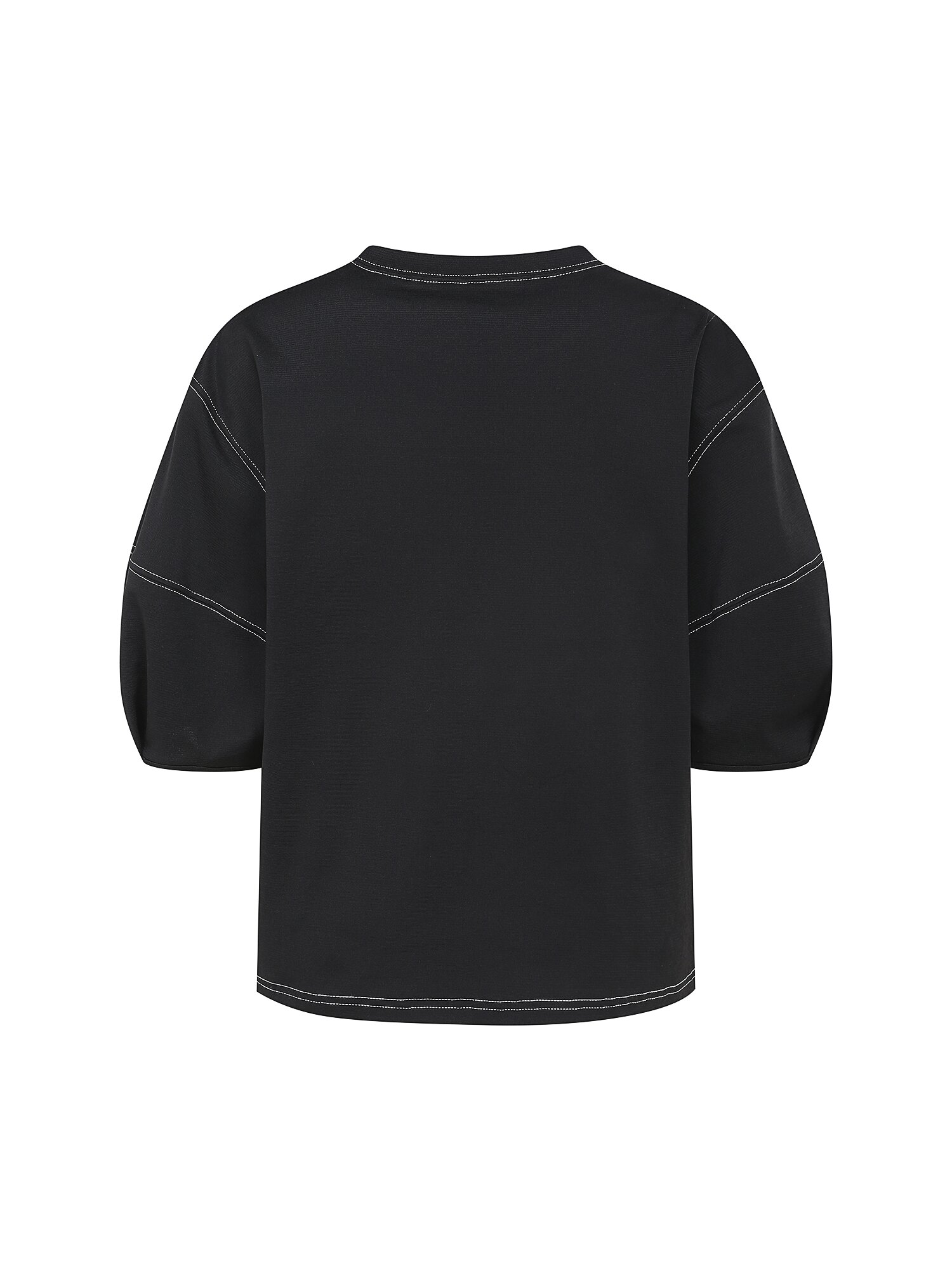 코튼 로고 자수 스티치 티셔츠 (BLACK)