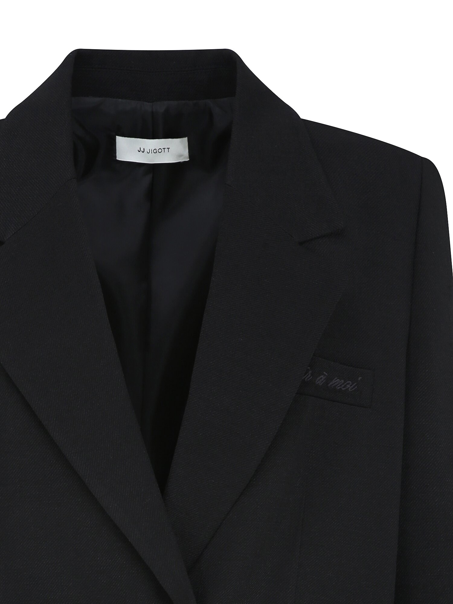 린넨 자수 테일러드 투버튼 재킷 (BLACK)