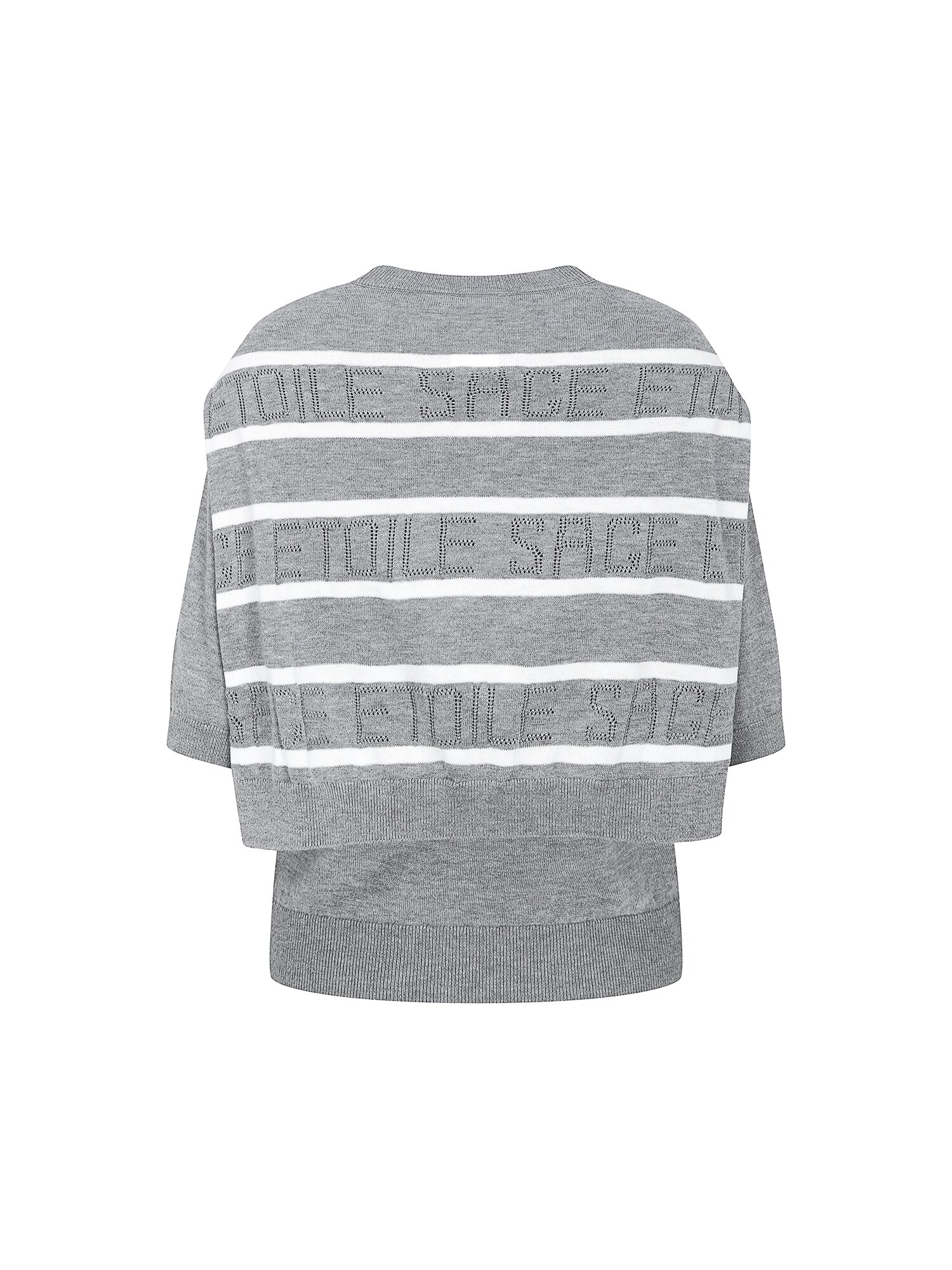 하프 슬리브 풀오버 니트 +숄 세트 (STRIPE GREY)