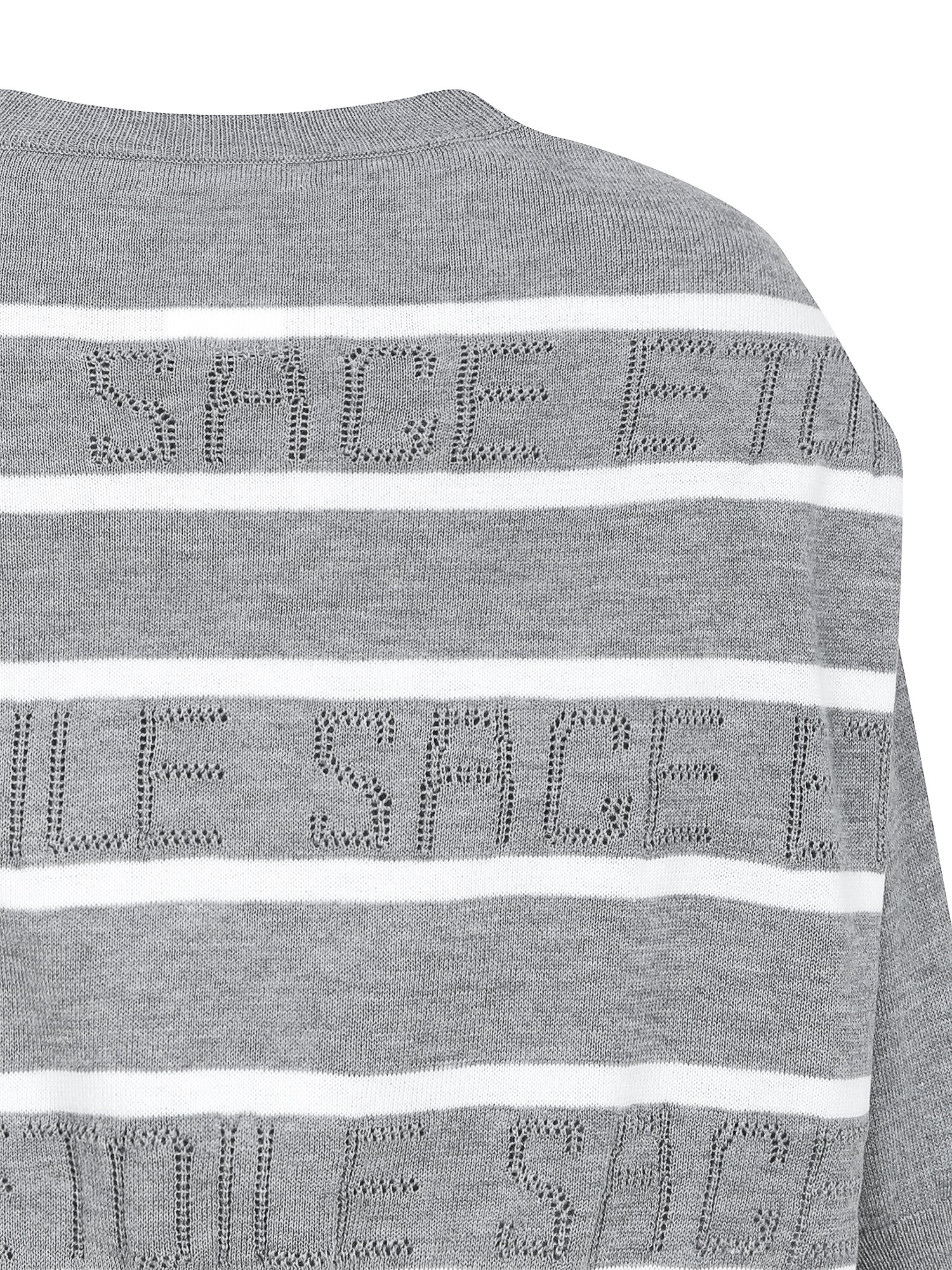 하프 슬리브 풀오버 니트 +숄 세트 (STRIPE GREY)
