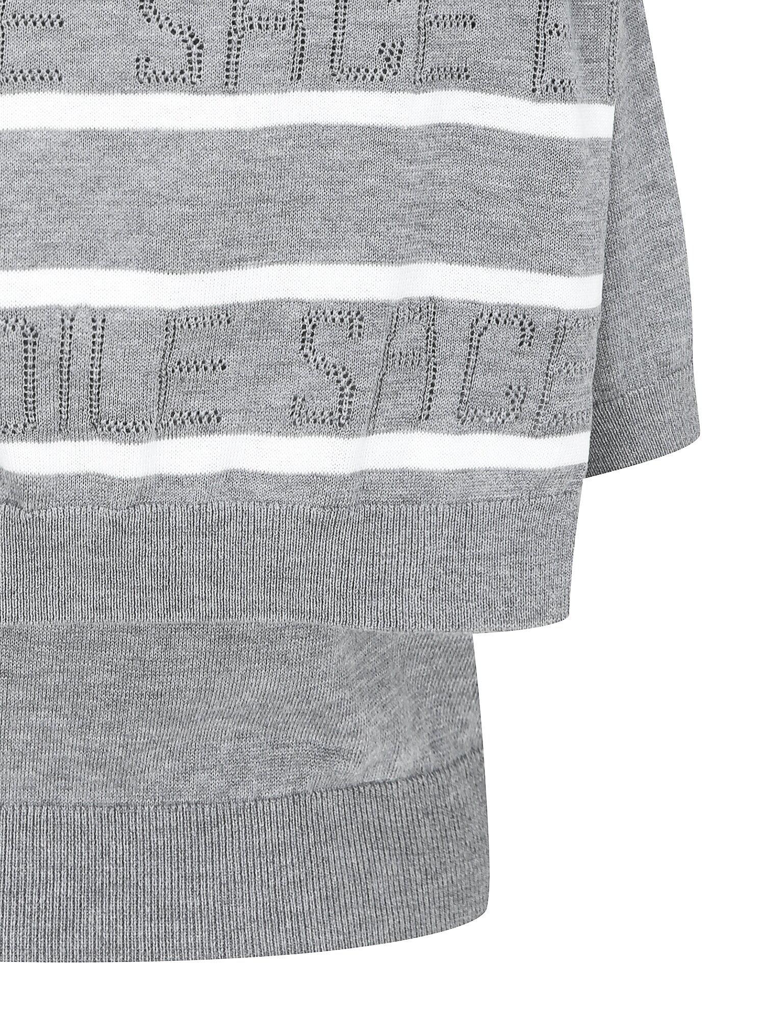 하프 슬리브 풀오버 니트 +숄 세트 (STRIPE GREY)