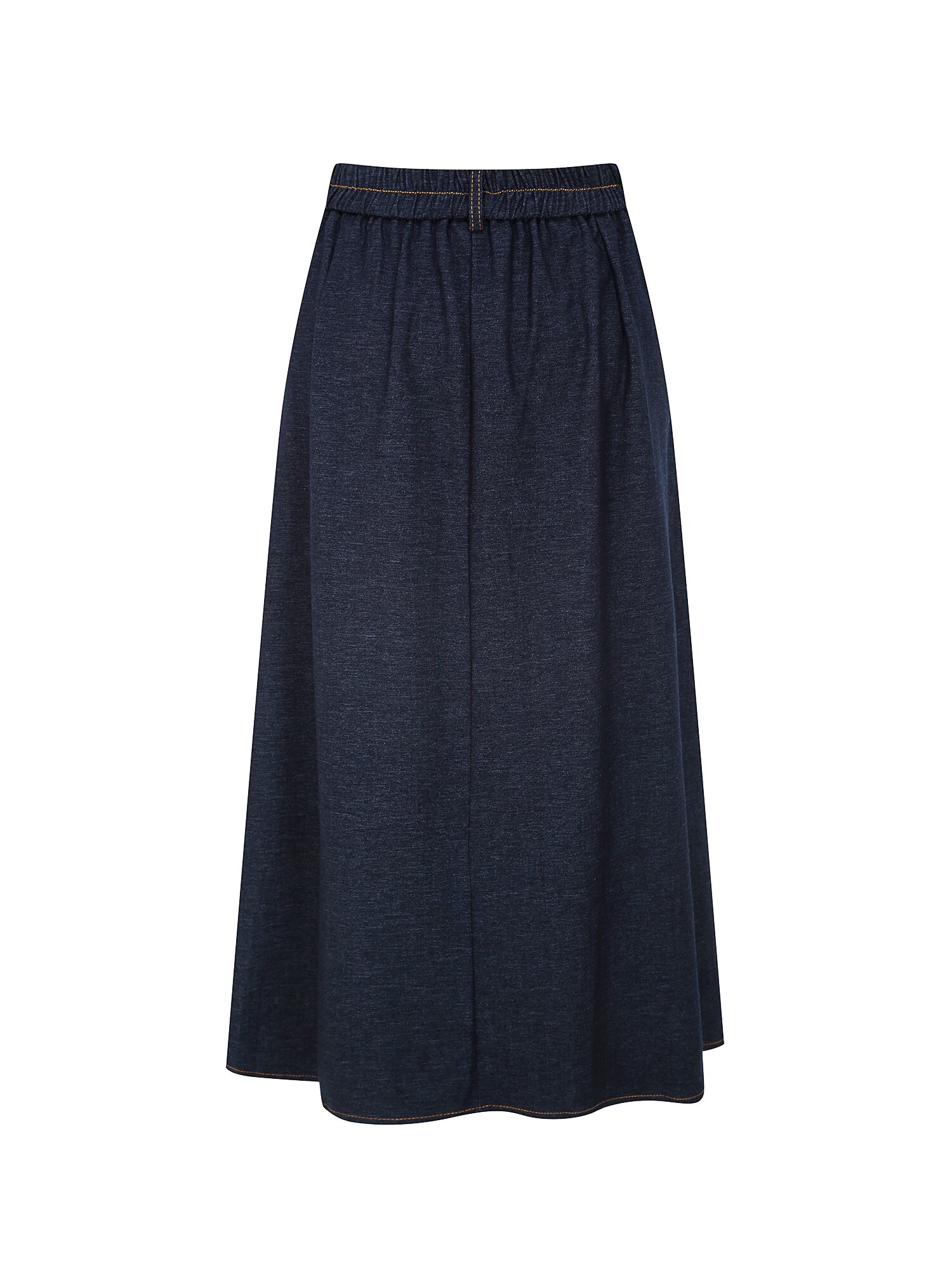 백 밴딩 플레어 데님 스커트 (INDIGO)